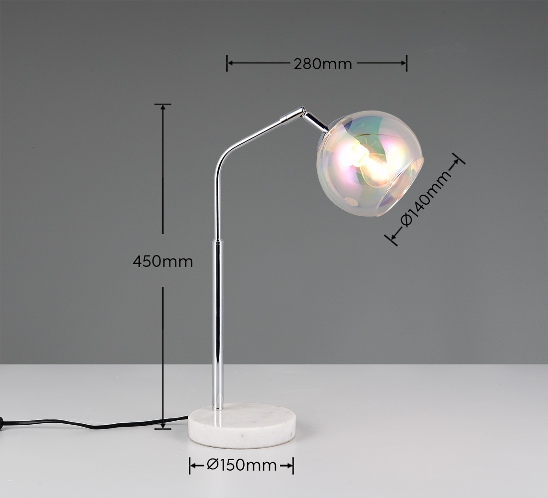 TRIO Leuchten Schreibtischlampe »PAXTON, exkl. 1x E14 max 10W, Leseleuchte Nachttischlampe«, 1 flammig, Leuchtmittel E14 | Leuchtmittel wechselbar, mit Glas Lampenschirm, Schnurschalter, Höhe 45 cm, Tiefe 28 cm