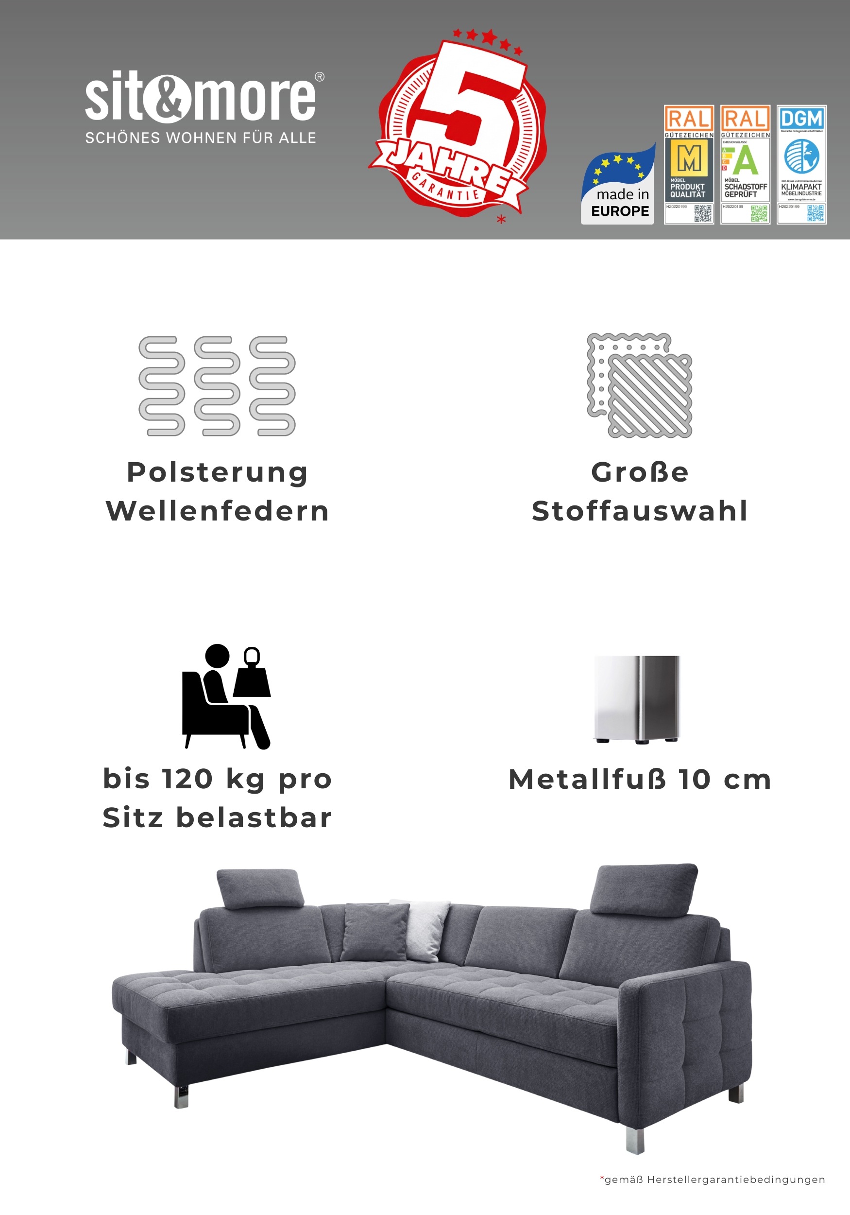 sit&more Ecksofa "Pablo L-Form" wahlweise mit Schlaffunktion