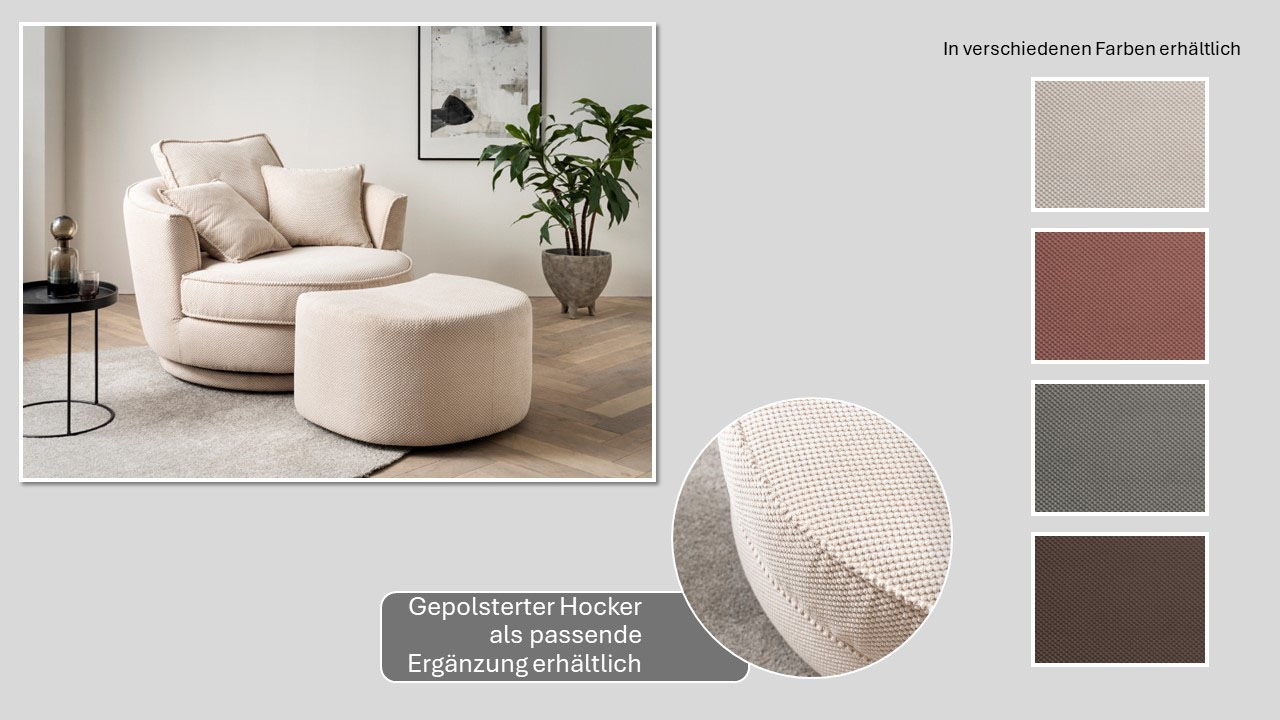 Thumbnail - Home affaire Drehsessel "MAISIE, Love Seat XXL, Lese-Sessel BIG-" Sessel in MEGA CORD u. Web-Velours, 360 Grad drehbar