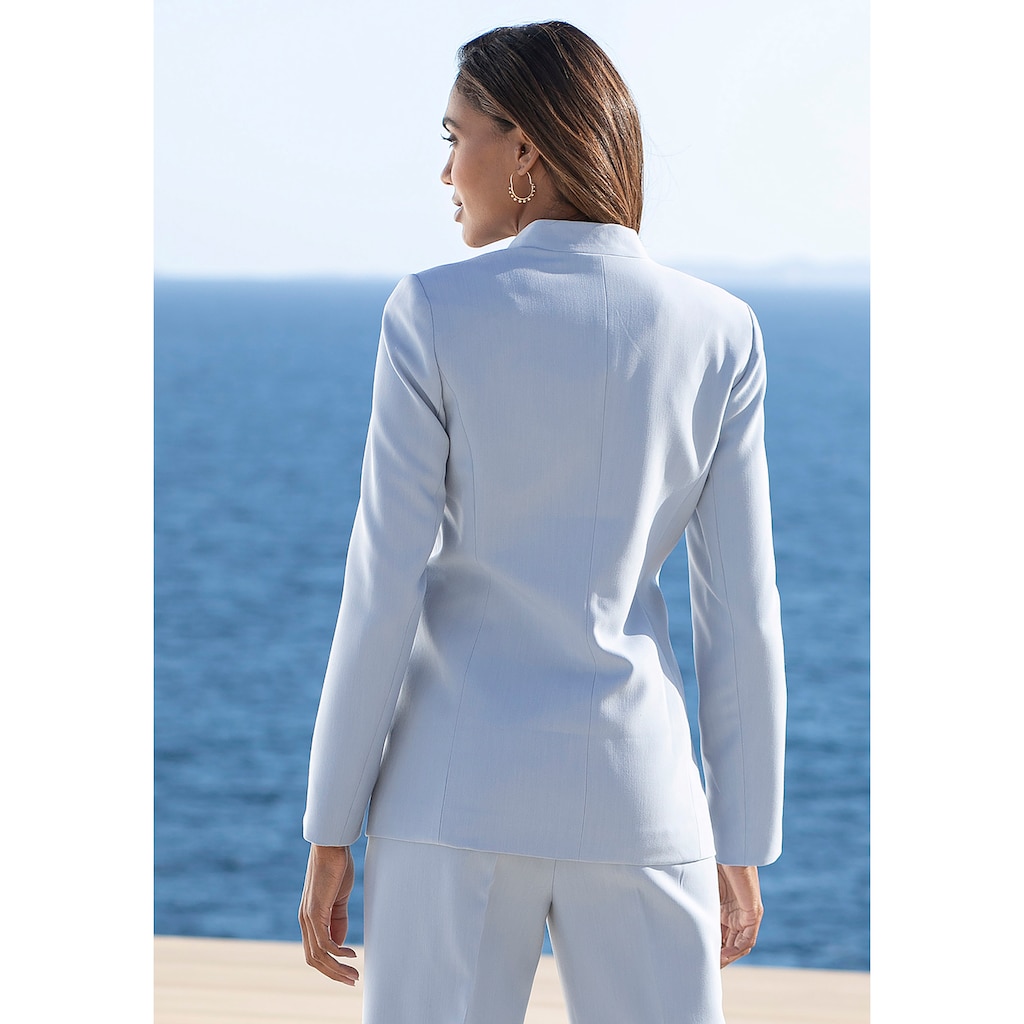 LASCANA Longblazer, ohne Revers, leicht taillierter Damenblazer, elegant