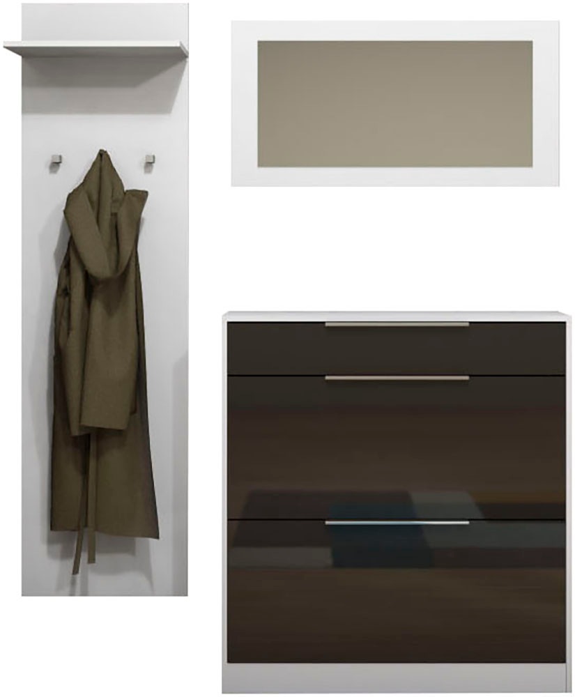 Thumbnail - borchardt Möbel Garderoben-Set "Oliva, Schuhschrank, Spiegel, Garderobenpaneel" 3 Stk. tlg.