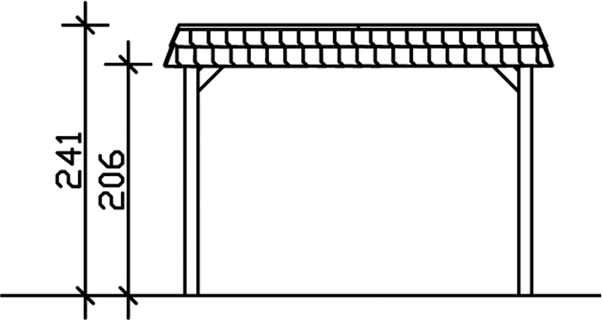 Skanholz Einzelcarport »Spreewald«, Nadelholz, 285 cm, Nussbaum, mit Aluminiumdach, rote Blende