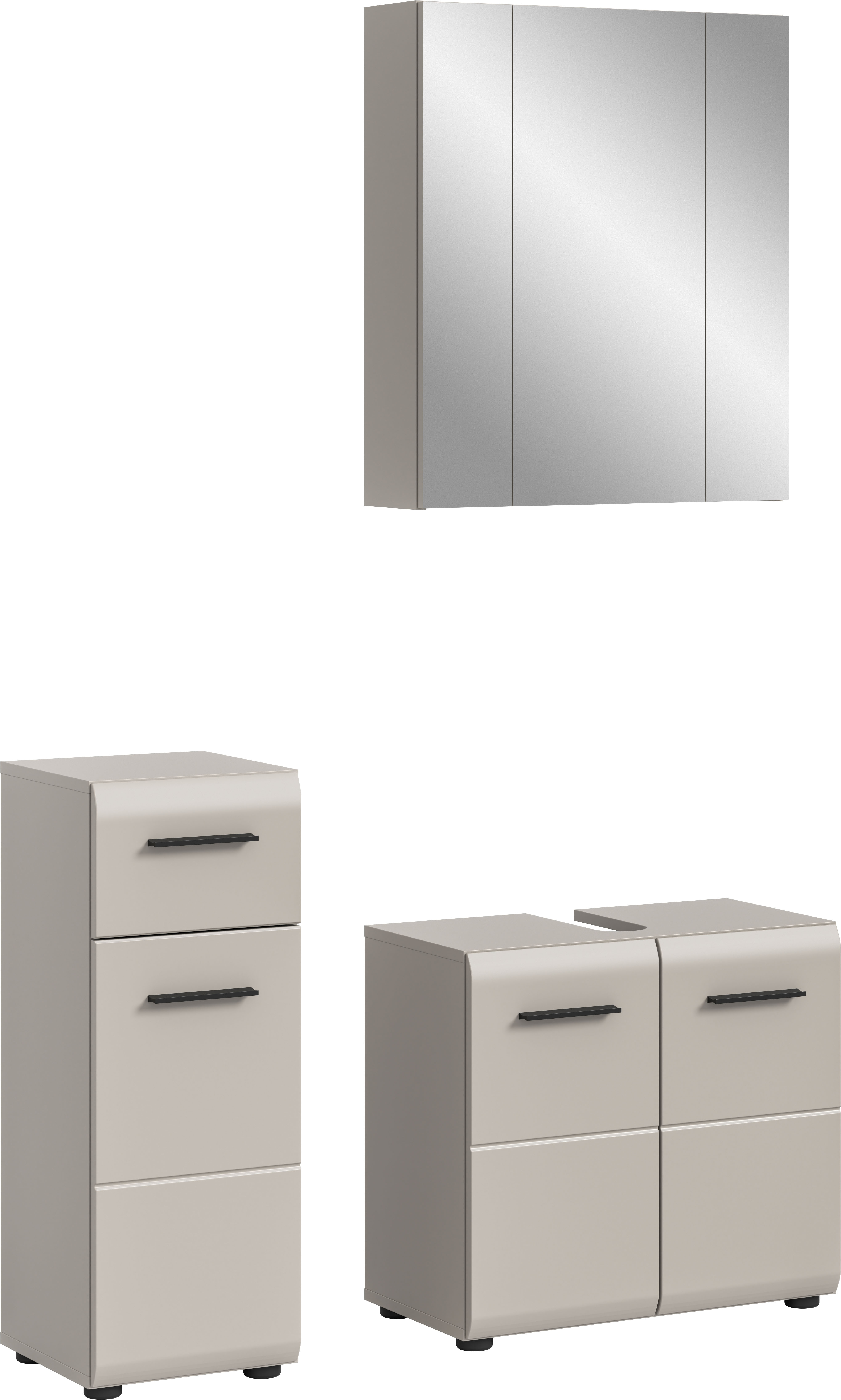 welltime Badmöbel-Set "FLORENZ, 3-teilige Badkombination, hochwertige MDF-Front" Set, best. aus: 1 Unterschrank, 1 Waschbeckenunterschrank, 1 Spiegelschrank, 3 Stk. tlg.