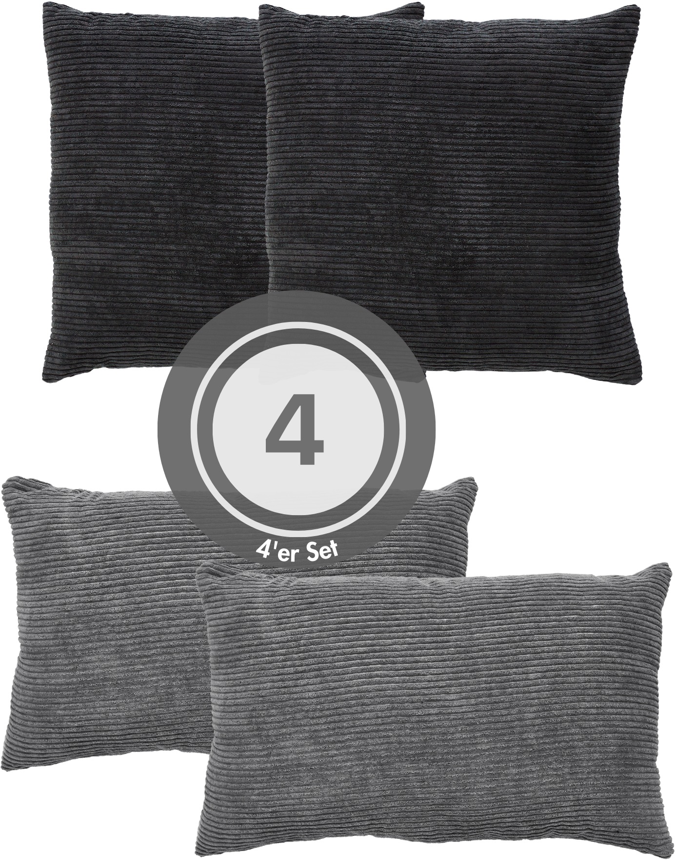 Andiamo Dekokissen "Cord Kissen Emy, 4er Set, Kissenhülle mit Füllung" Sofa günstig online kaufen