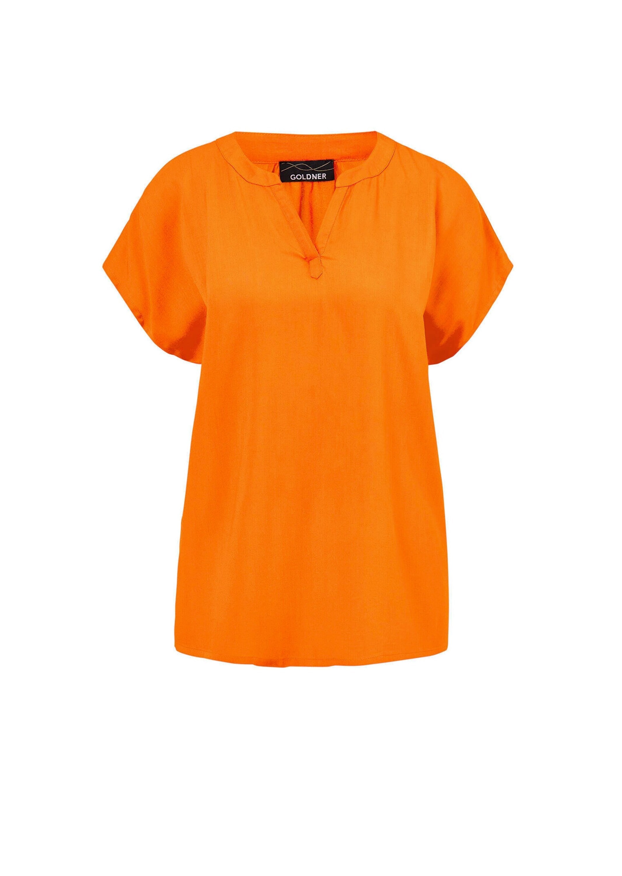 GOLDNER Damen Schlupfbluse "Kurzgröße Bluse mit Tunika Ausschnitt", orange, Gr. 25, Obermaterial: 100% Viskose CV., Blusen