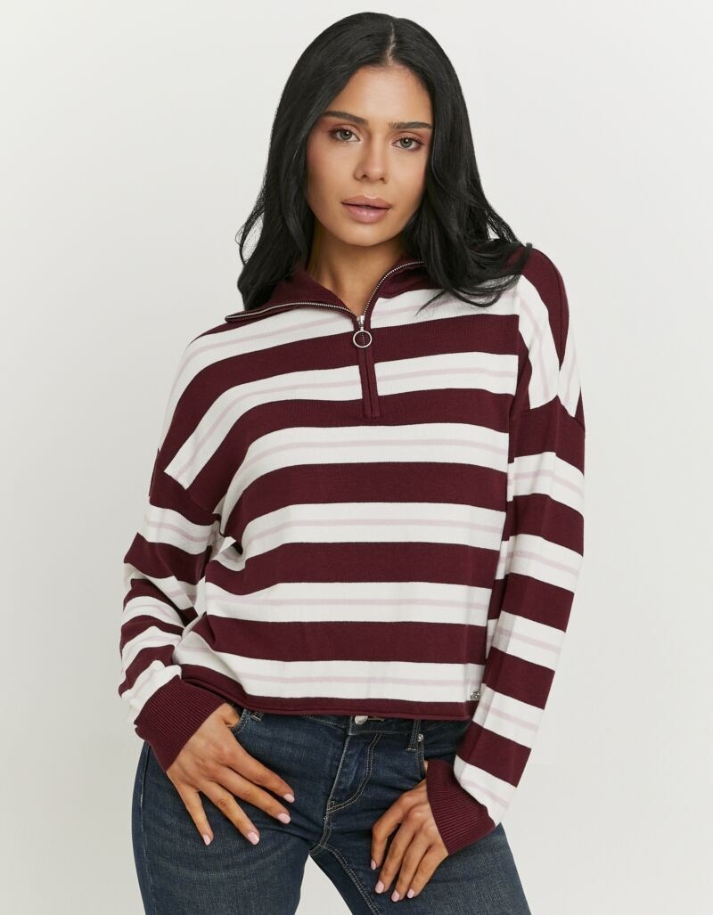 Tally Weijl Strickpullover "SPUVICOLINE" Viskosemischung, mit Troyer-Kragen
