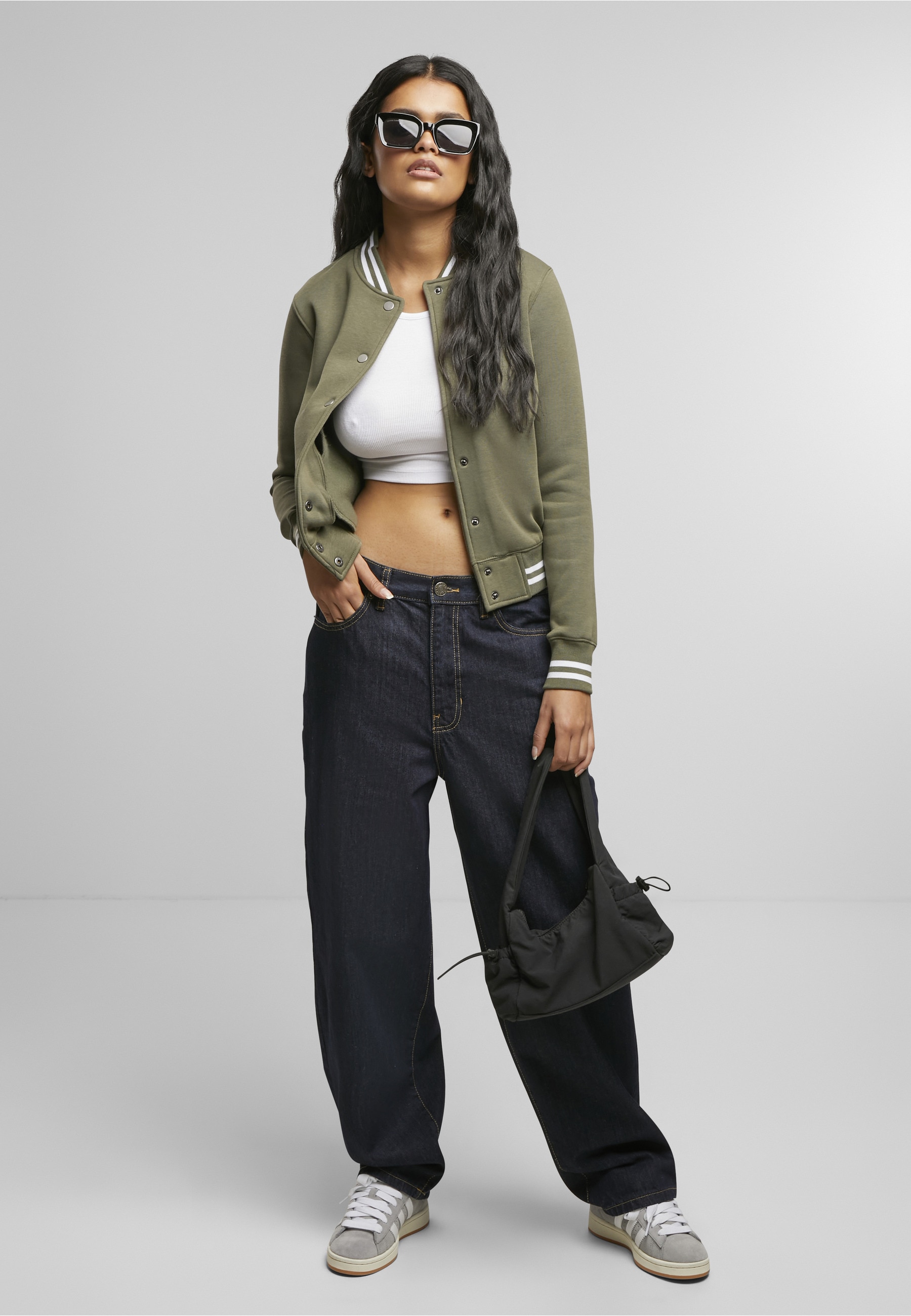 URBAN CLASSICS Anorak »Urban Classics Damen Ladies College Sweat Jacket« 1 Stk. tlg. ohne Kapuze