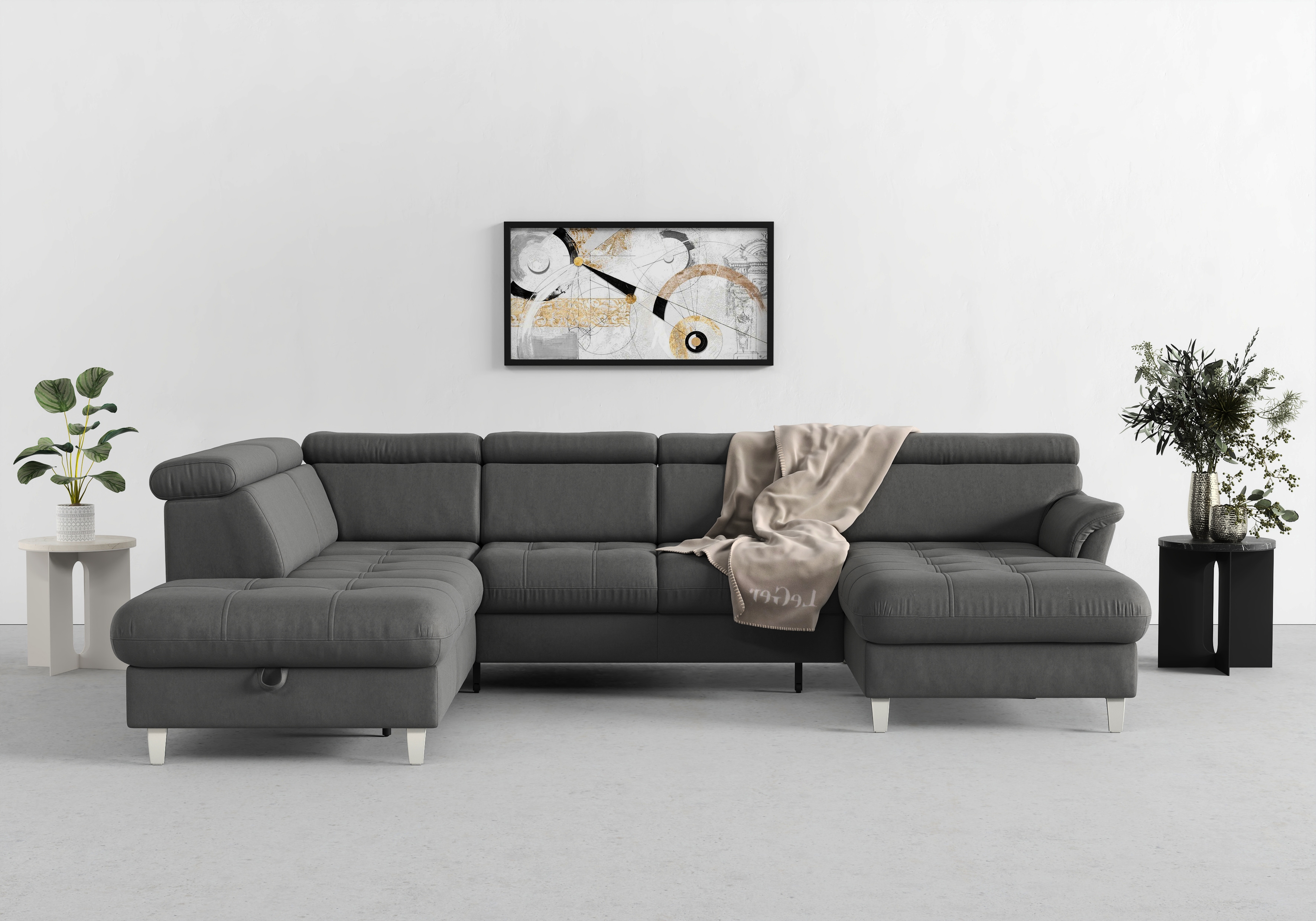 sit&more Wohnlandschaft "Marano U-Form" inklusive Kopfteilverstellung, optional Schlaffunktion & Bettkasten