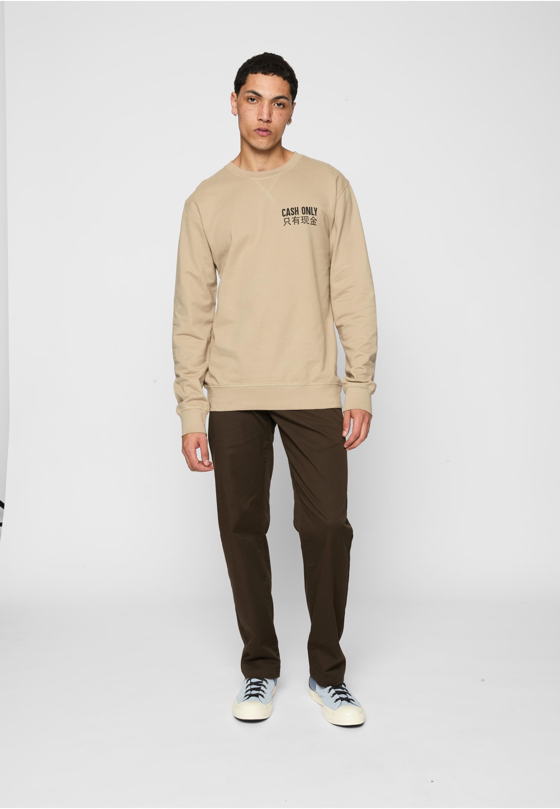 MisterTee Rundhalspullover »MisterTee Herren Cash Only Crewneck«, (1 tlg.)
