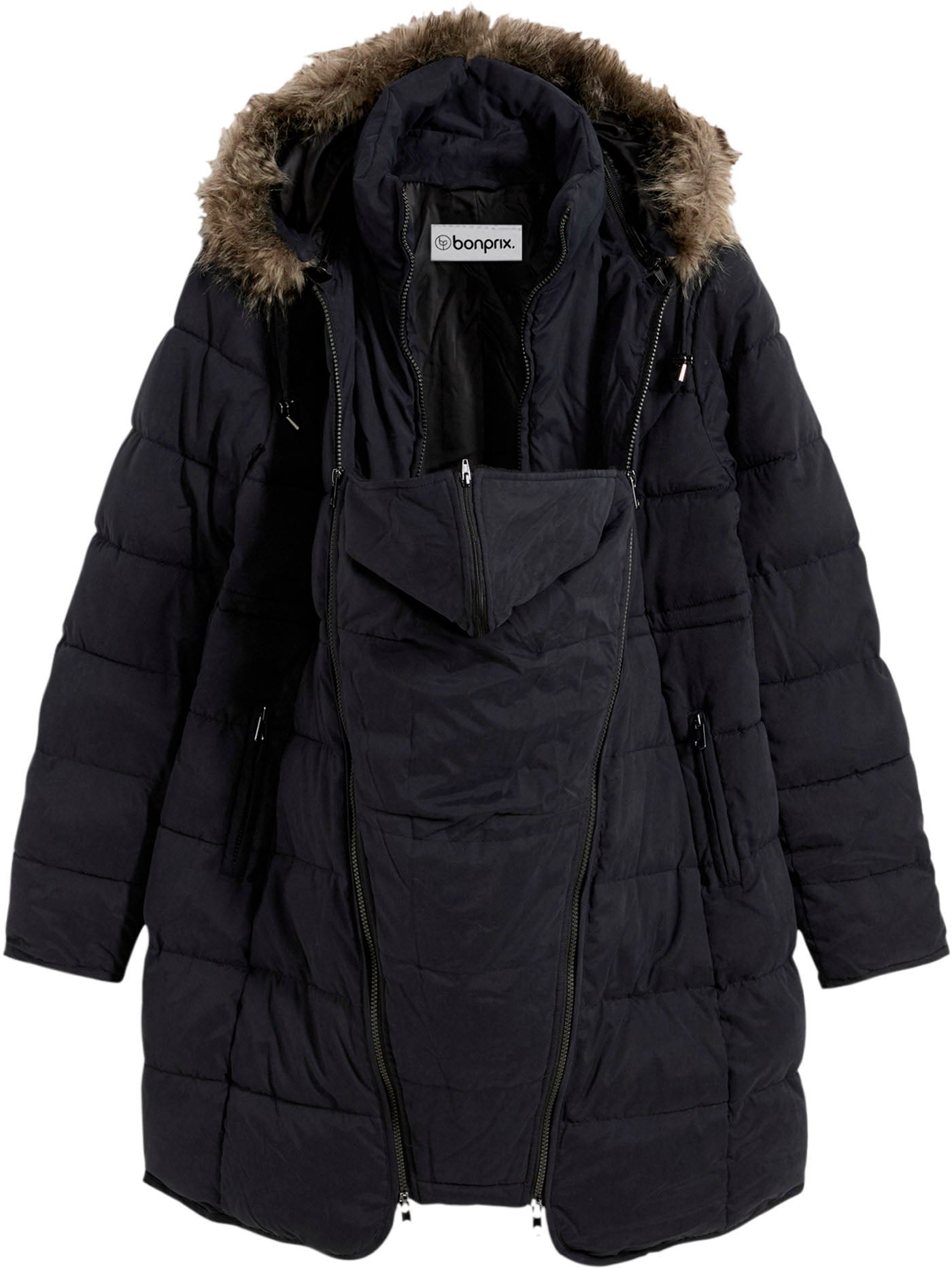 bonprix Umstandsjacke »3-in-1 warm wattierte Umstands- und Tragejacke« mit Kapuze 3-in-1 Tragefunktion für Schwangerschaft und Babytragen