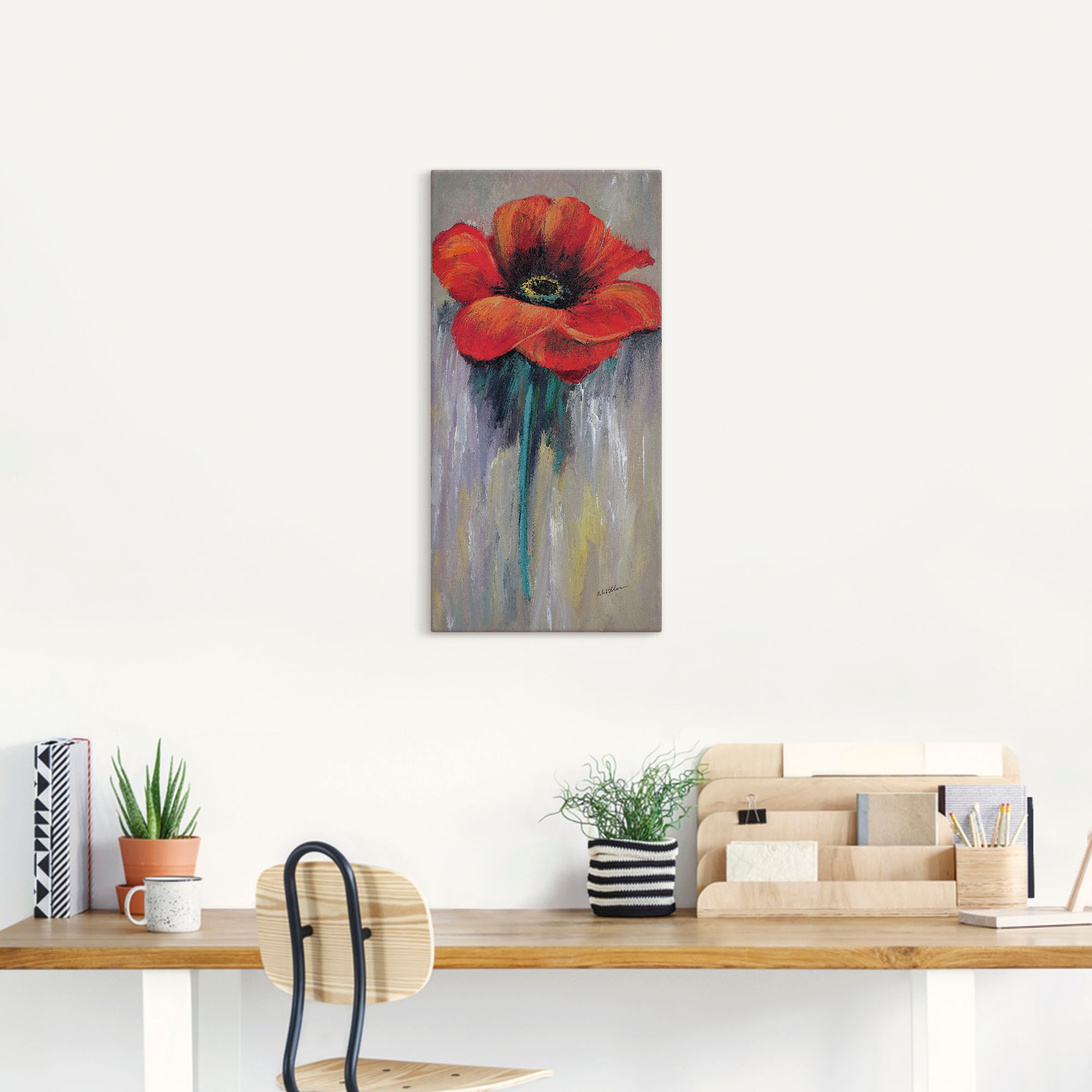 Artland "Roter Mohn II" Blumen 1 Stk. tlg. auf Holzrahmen gespannt günstig online kaufen
