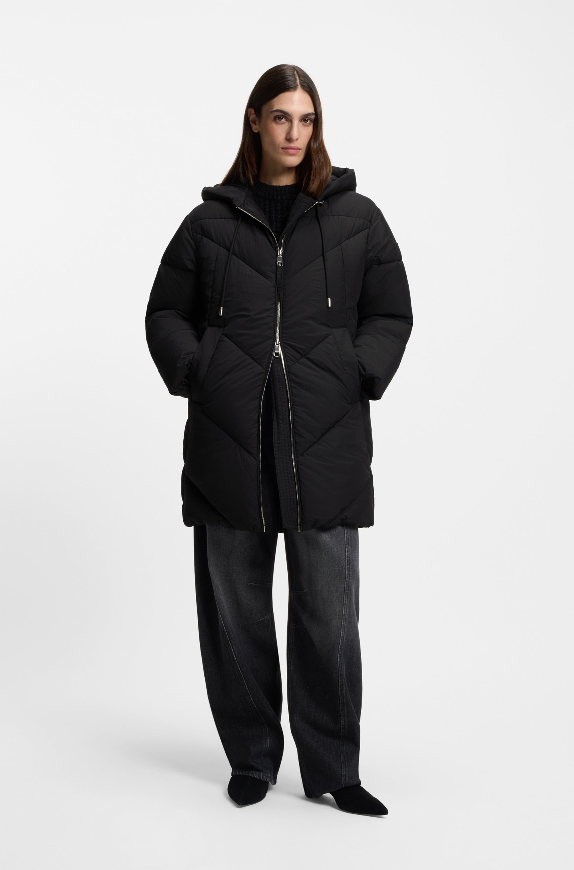 BOSS ORANGE Steppmantel "Piapolly Premium Damenmode" mit Kapuze, Chevron-St günstig online kaufen