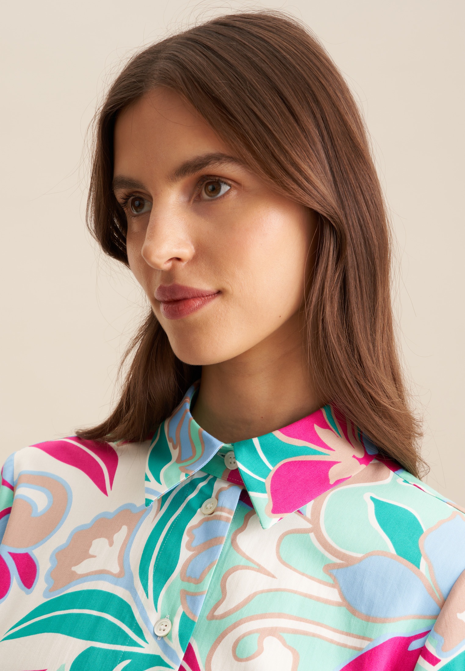 Thumbnail - seidensticker Sommerkleid "Schwarze Rose" Langarm Kragen Floral