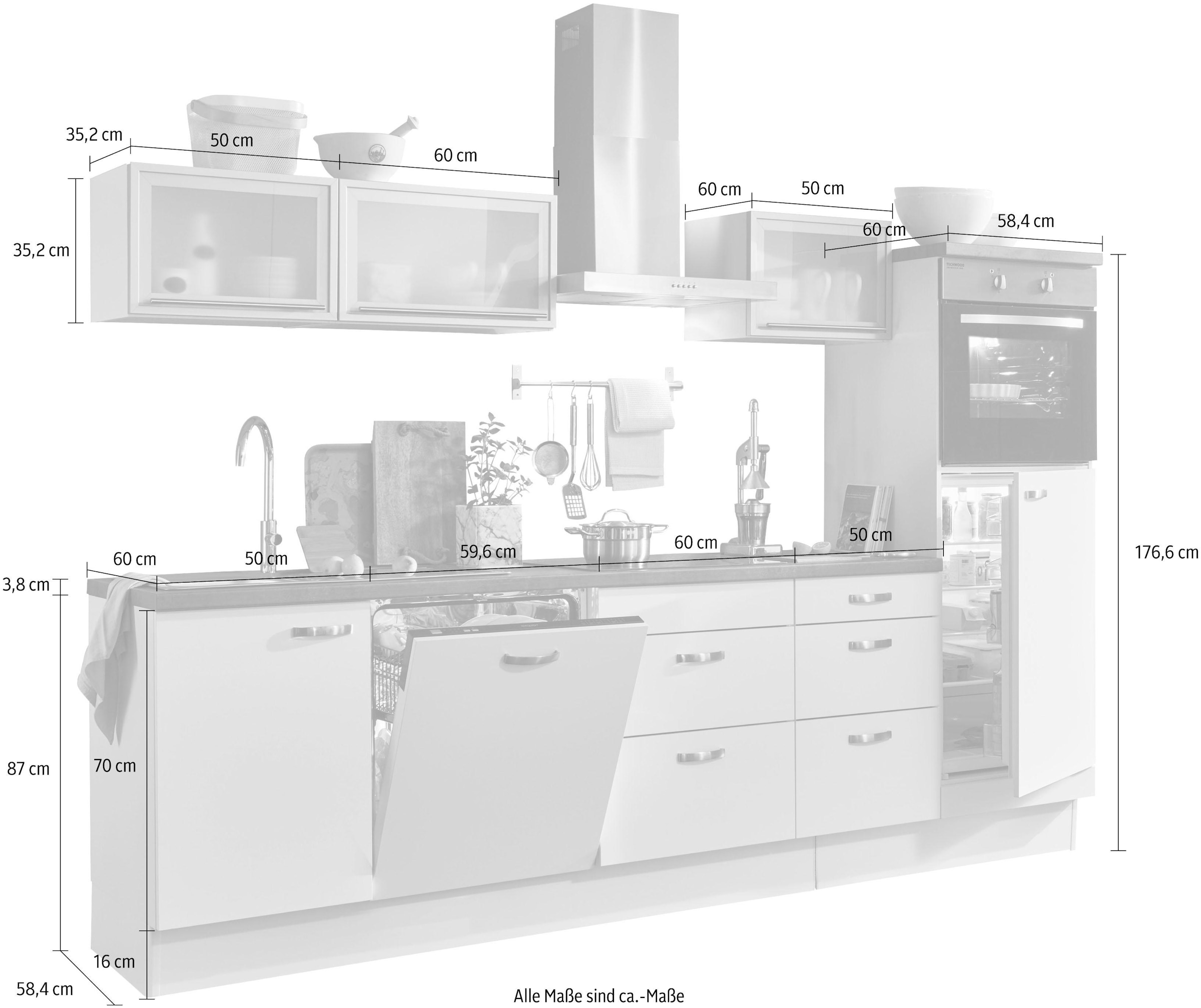 OPTIFIT Küchenzeile »Cara«, mit Vollauszügen und Soft-Close-Funktion, Breite 280 cm