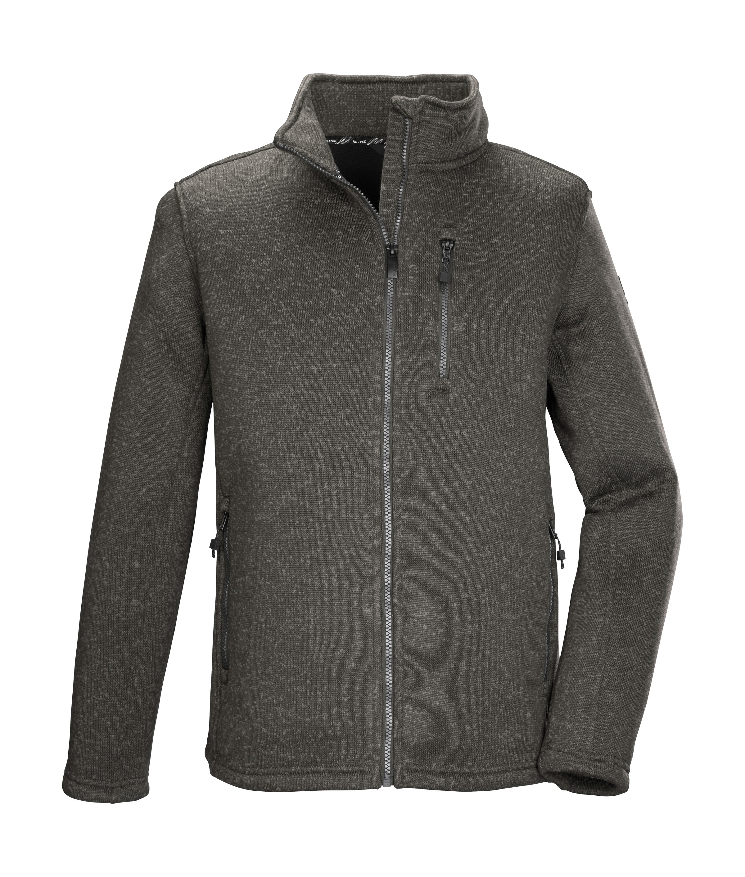 Fleecejacke KILLTEC "KOW 73 MN FLC JCKT", Herren, Gr. 4XL, grün (olivgrün), Oberseite: 100% Polyester;Rückseite: 100% Polyester;Futter: 100% Polyester, Jacken Fleecejacke, Strickfleecejacke mit Stehkragen, Zipper-Taschen, Kinnschutz