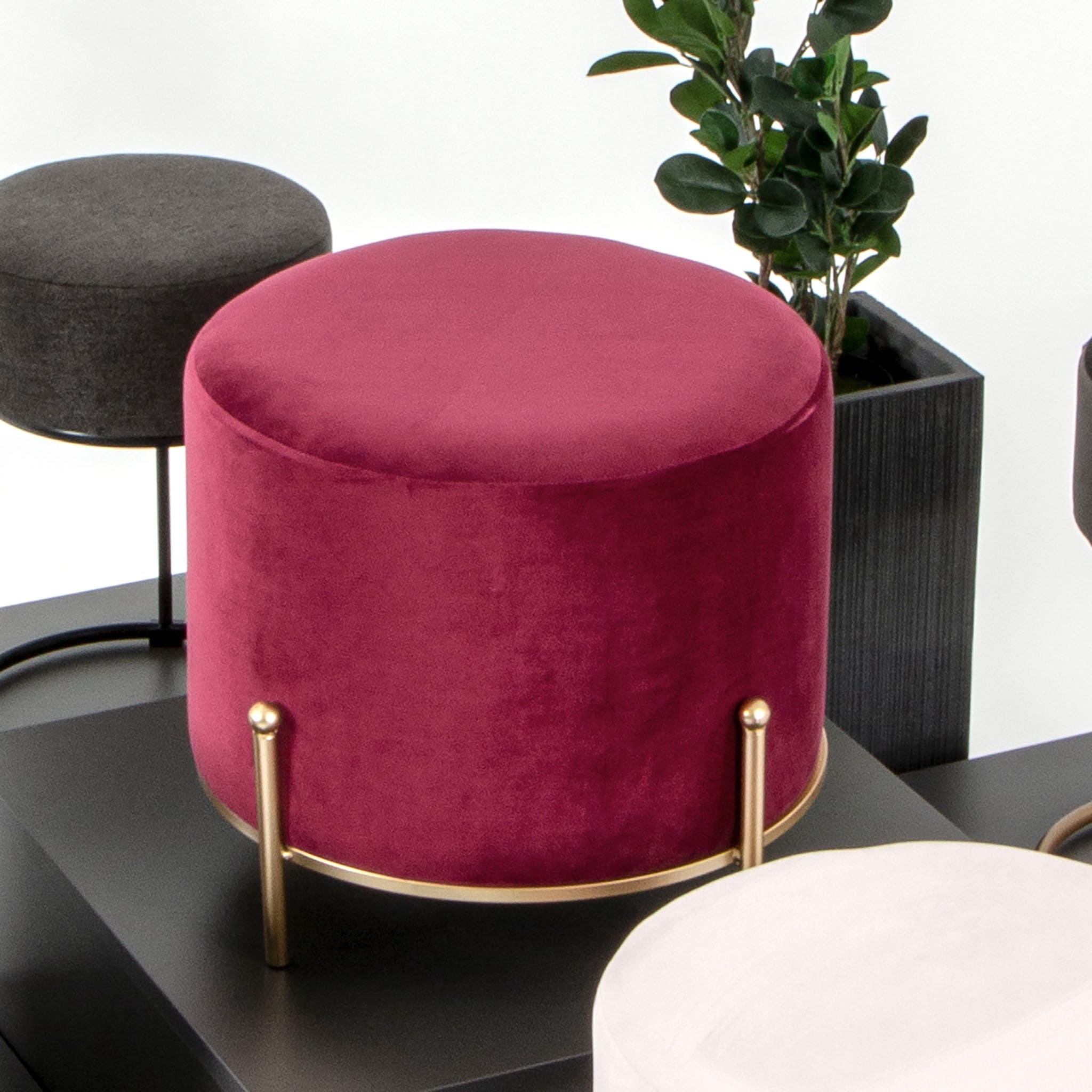 HAKU Hocker »Pouf, Schemel, Stockerl« rund - aus Textil Rot - Ø/H 48/40 cm