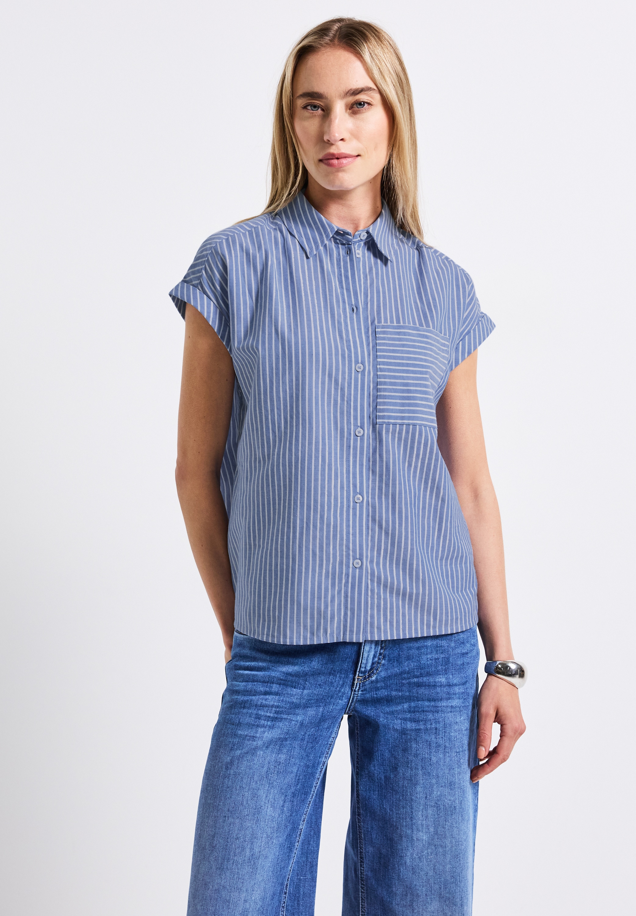 STREET ONE Hemdbluse, aus Baumwolle mit Stretchanteil günstig online kaufen