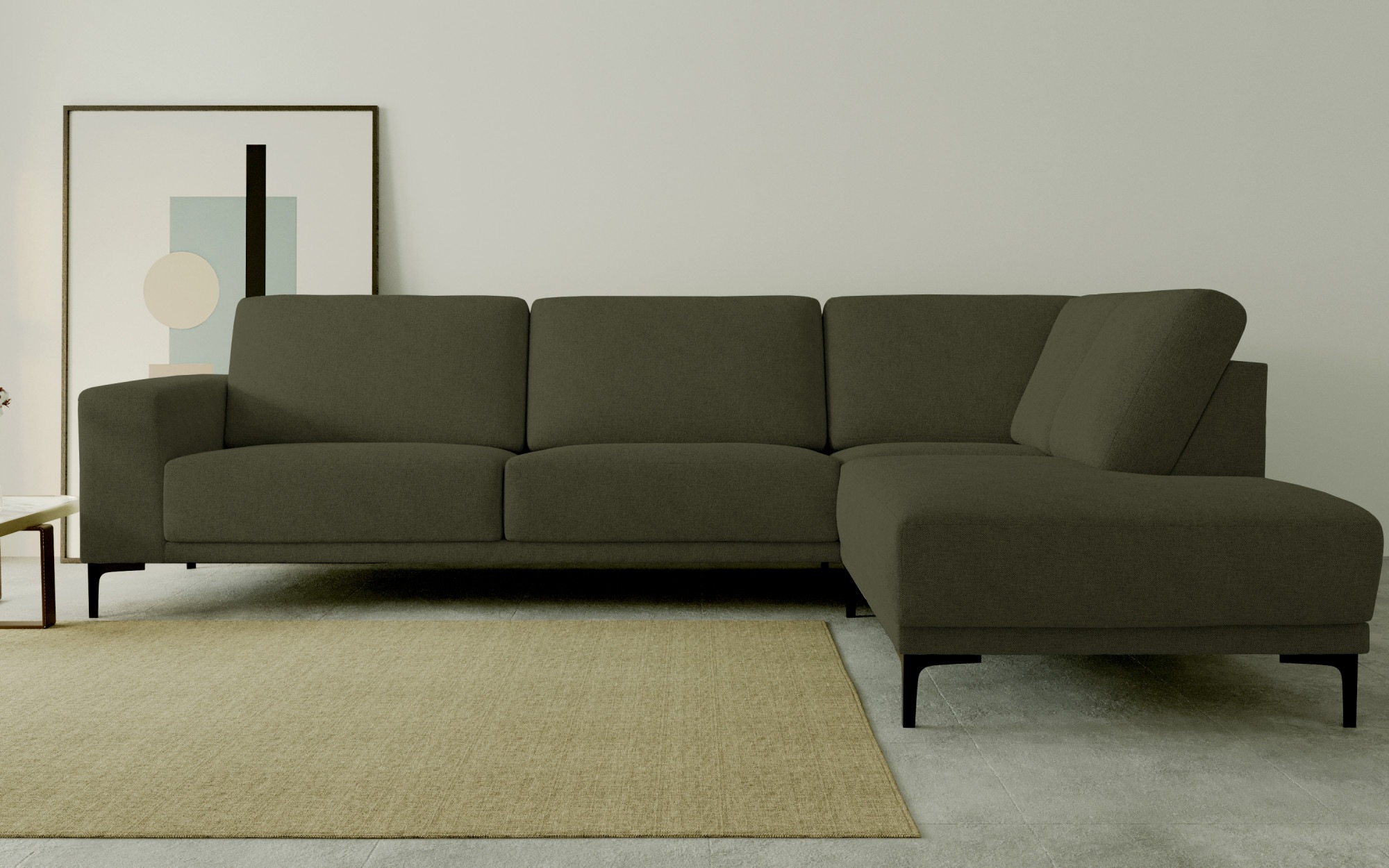 Places of Style Ecksofa »Xander«, in zwei Bezugsqualitäten, mit schwarzen Metallfüßen kaufen
