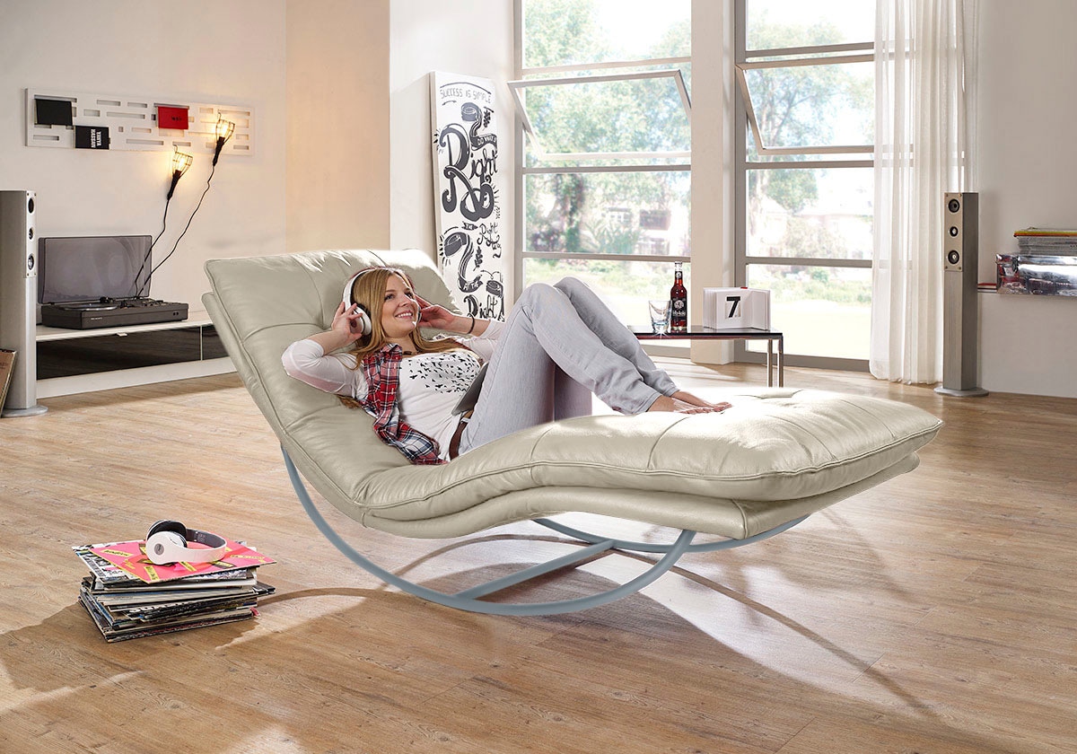 W.SCHILLIG Relaxliege »daily dreams«, in Waffelkissen-Optik, Schaukelgestell silber matt, in 2 Breiten