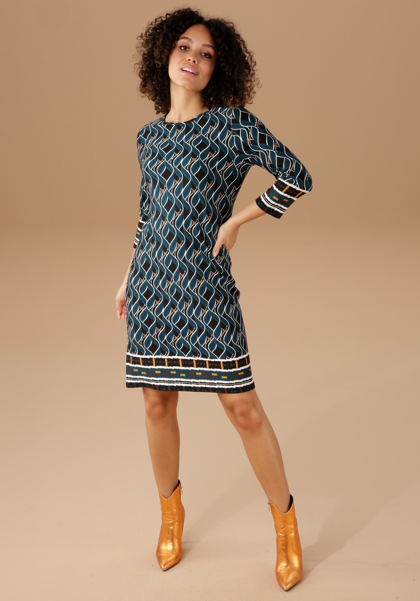 F&F »SEAL | DRESS«, Tommy BAUR KNEE Logopatch AOP online Hilfiger Blusenkleid kaufen mit