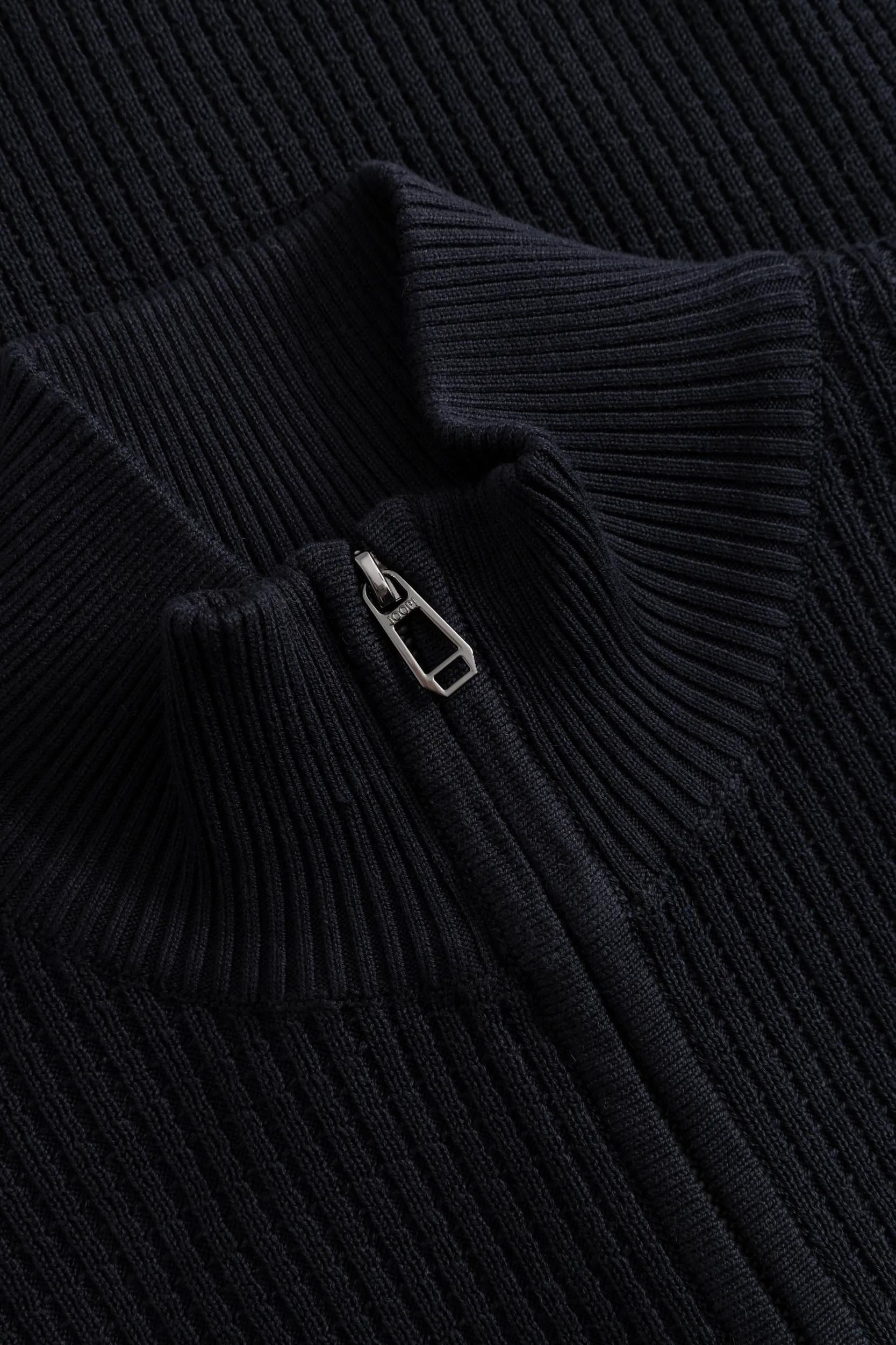 JOOP! Strickjacke »Vittrios« in Rippstrick, Stehkragen
