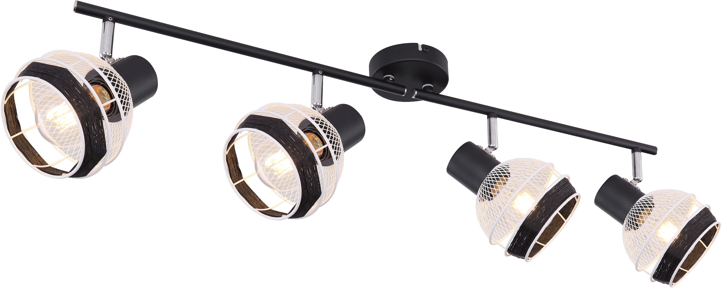 GLOBO LIGHTING Deckenstrahler »GRIDDY«, Leuchtmittel E27 | ohne Leuchtmittel, Deckenstrahler/schwarz-weiß/Hanf schwarz/Flur/Wohnzimmer
