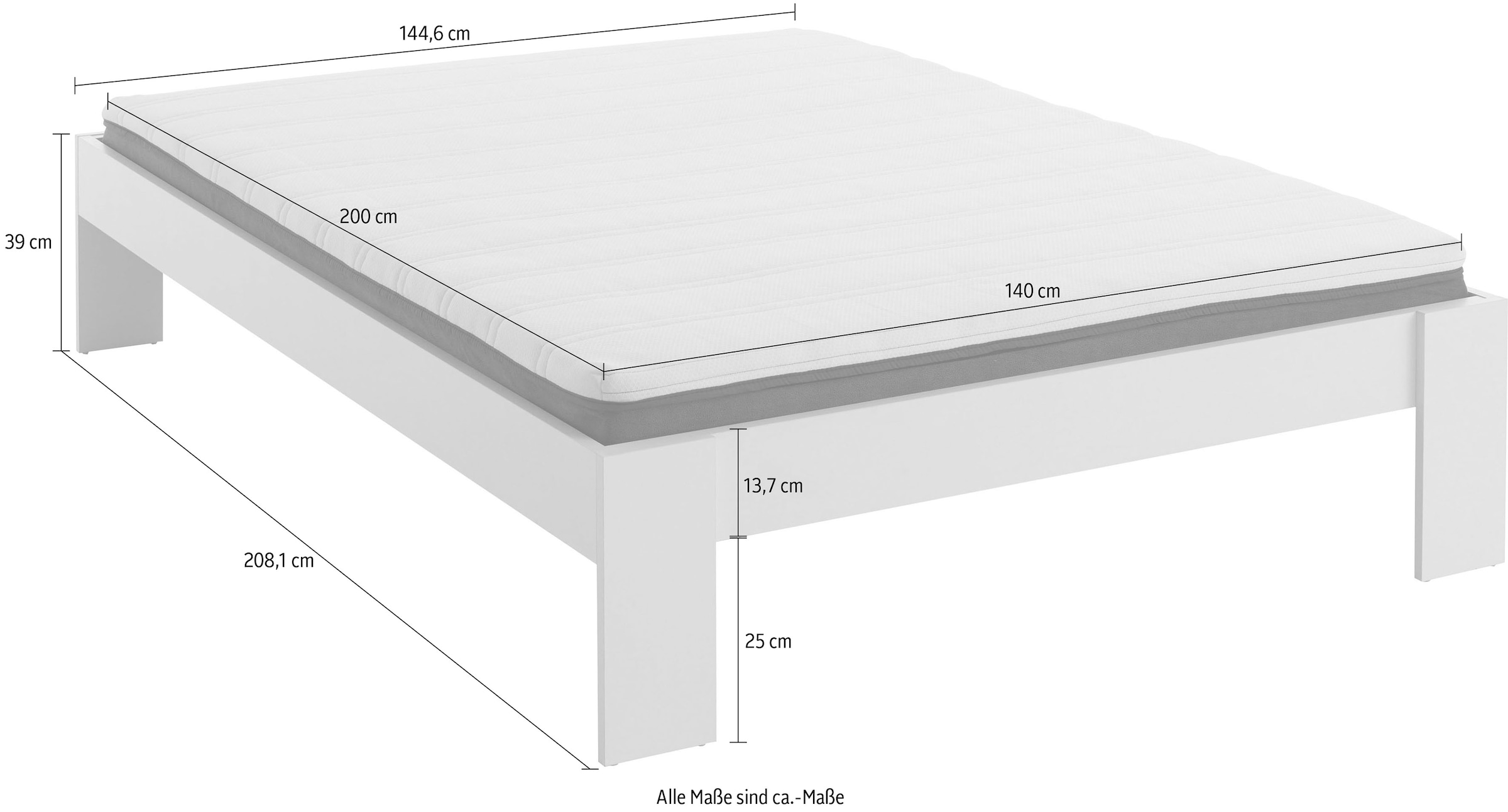 Relita Futonbett »Lian«, LF 140 x 200 cm, frei im Raum stellbar