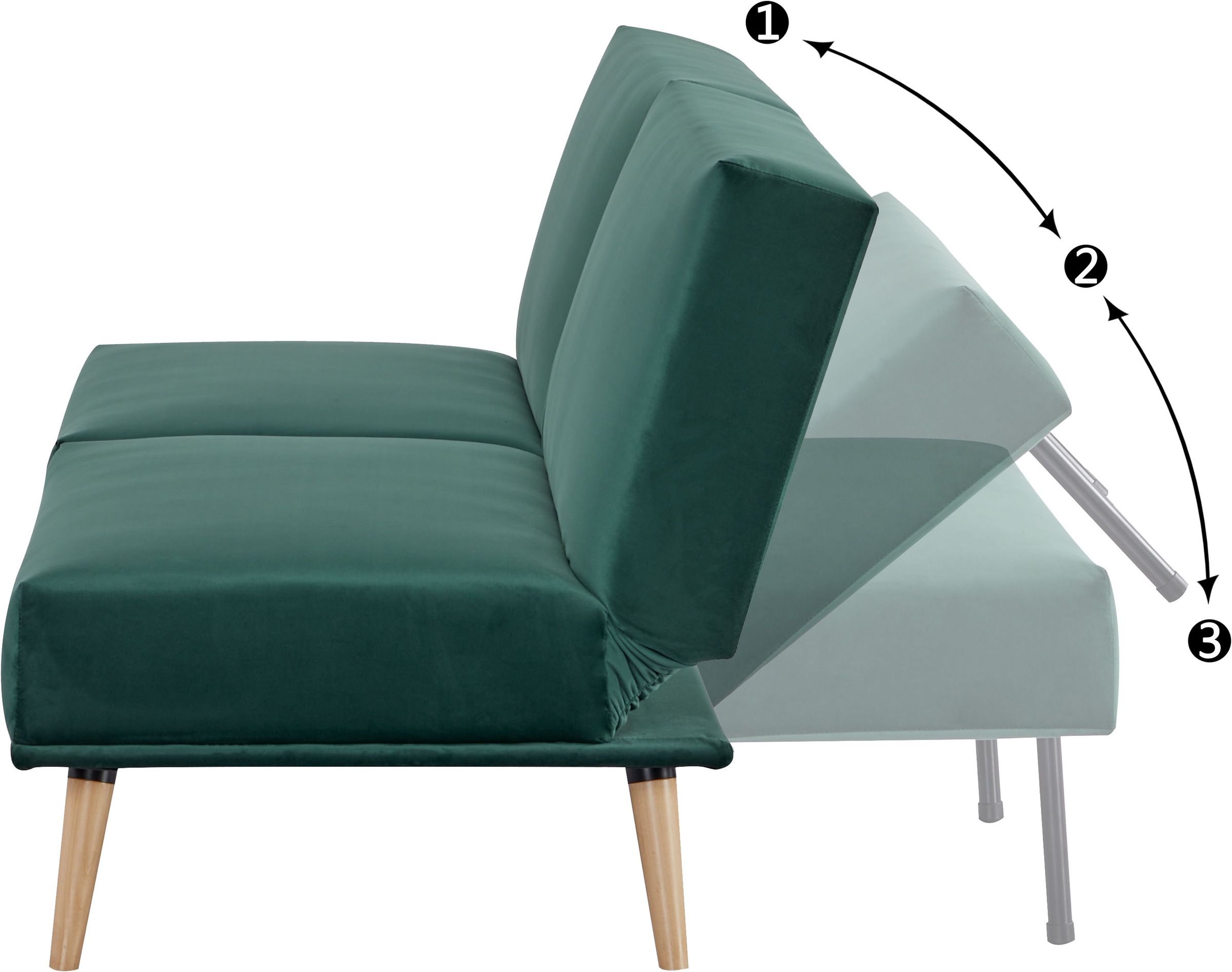 INOSIGN Schlafsofa »TRIPTON, 181 cm, klappbarer 3-Sitzer mit Schlaffunktion,«, verstellbarer geteilter Rücken