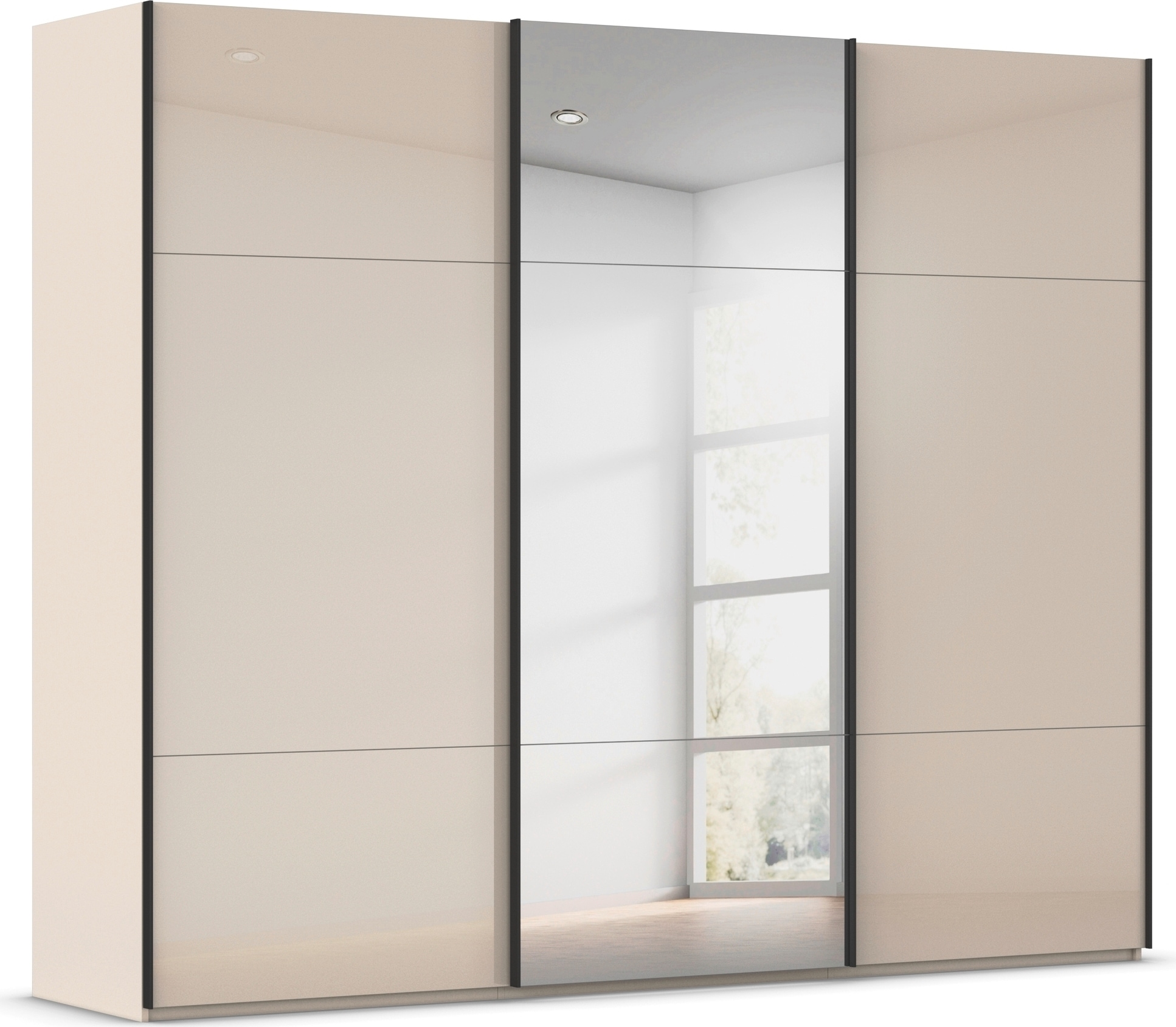 rauch Schwebetürenschrank "Kleiderschrank Schrank Garderobe Schlafzimmerschrank CONTIDO" 3 verschiedene Ausstattungen BASIC/CLASSIC/PREMIUM (inkl. SOFT-CLOSE), aus hochwertigem Material in 6 Breiten 2 Griff-Farben MADE IN GERMANY
