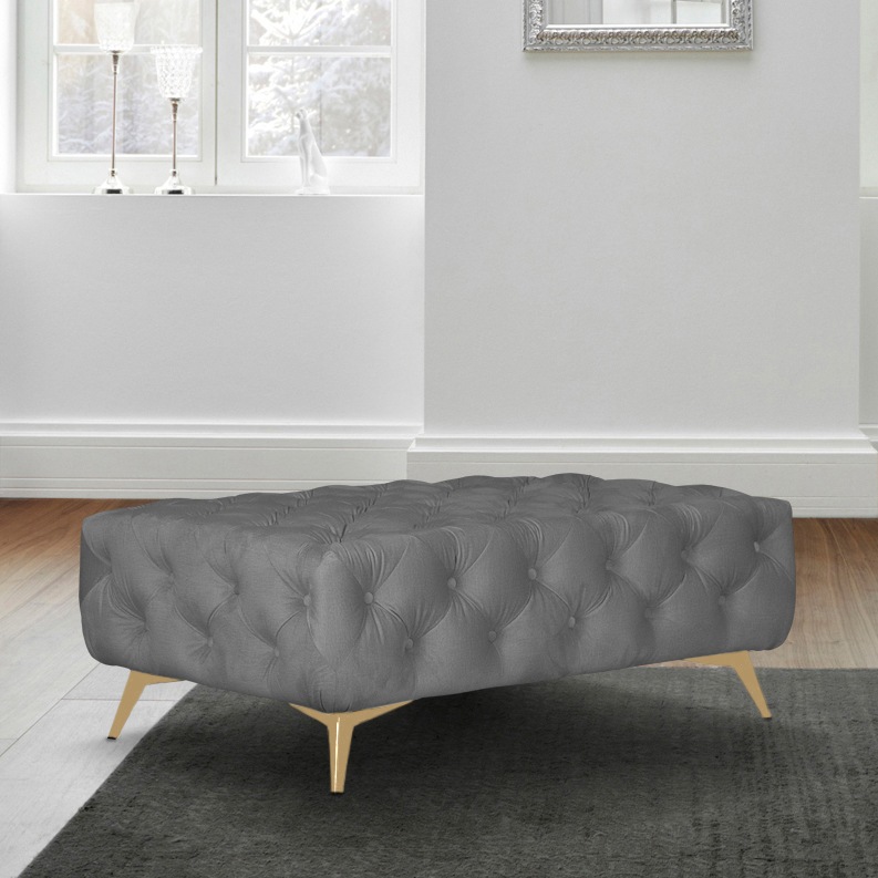 Leonique Polsterhocker »Amaury«, Chesterfield-Optik, Breite 120cm, Fußfarbe wählbar
