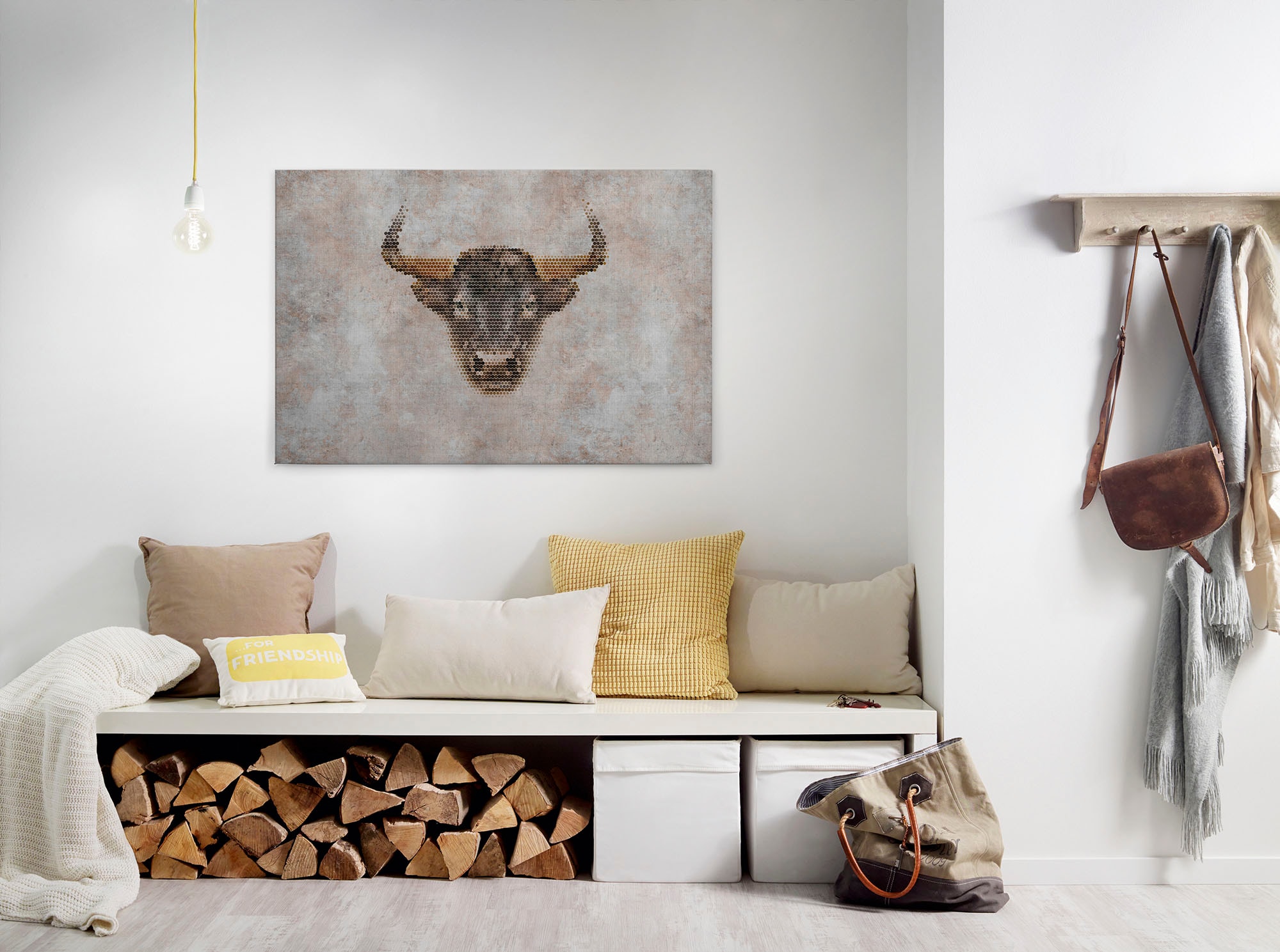 A.S. Création Leinwandbild "big three" Kunst Tiere 1 Stk. tlg. Keilrahmen Bild Betonoptik Tiere Leinwand-Bild Wohnzimmer modern Wand