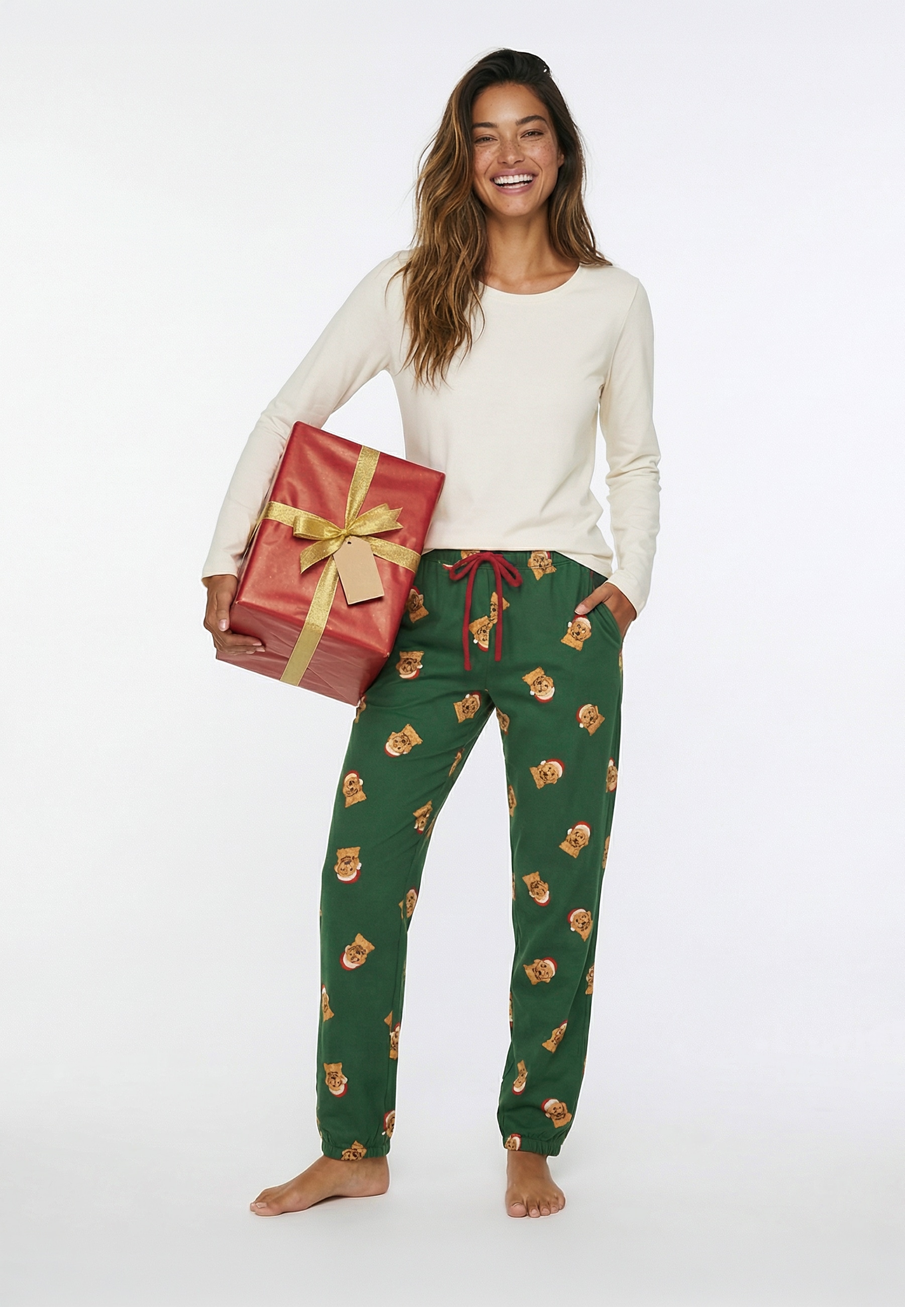 LASCANA Pyjama 2 mit süßem Weihnachts-Hunde-Print