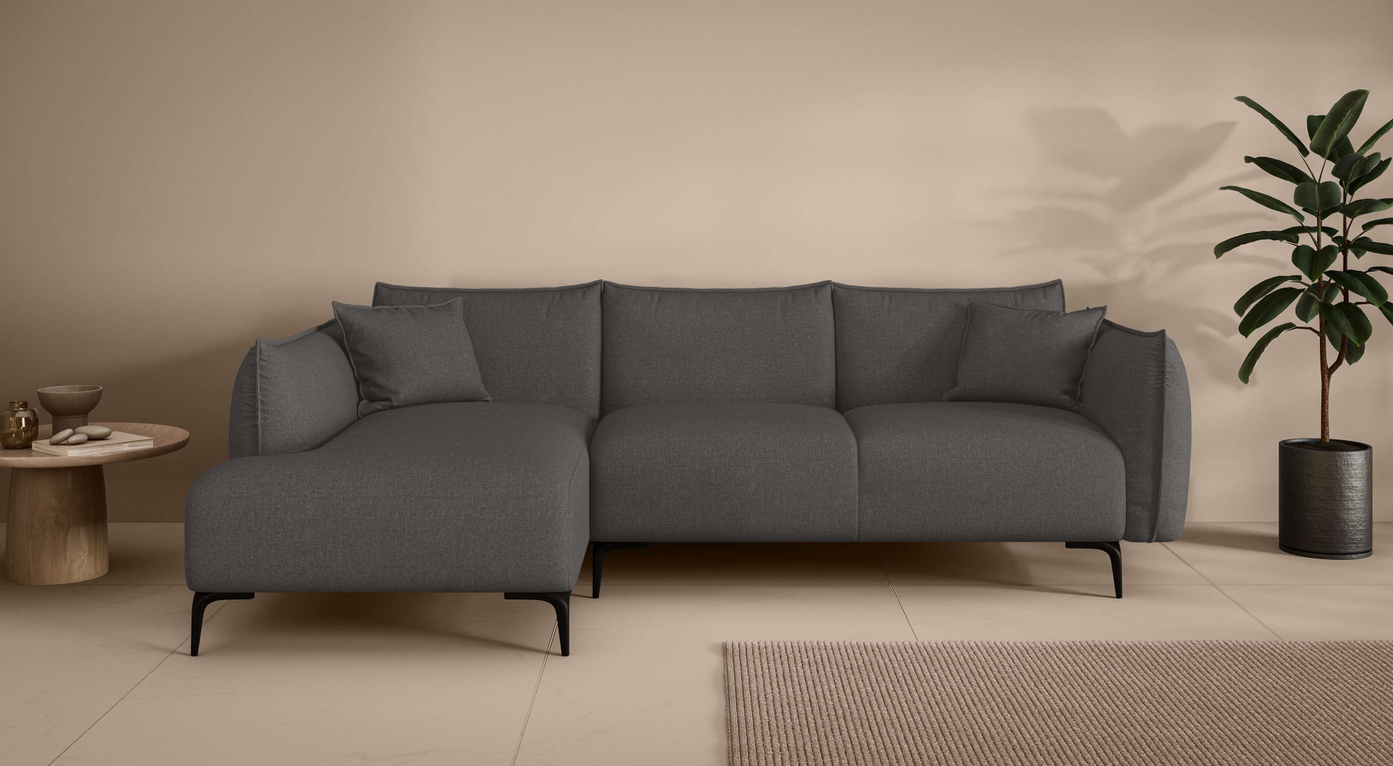 LeGer Home by Lena Gercke Ecksofa "Adelita mit Ottomane links oder rechts bestellbar, B/H/T 270/97/168" L-Form mit Wellenunterfederung, enthält 2 Zierkissen