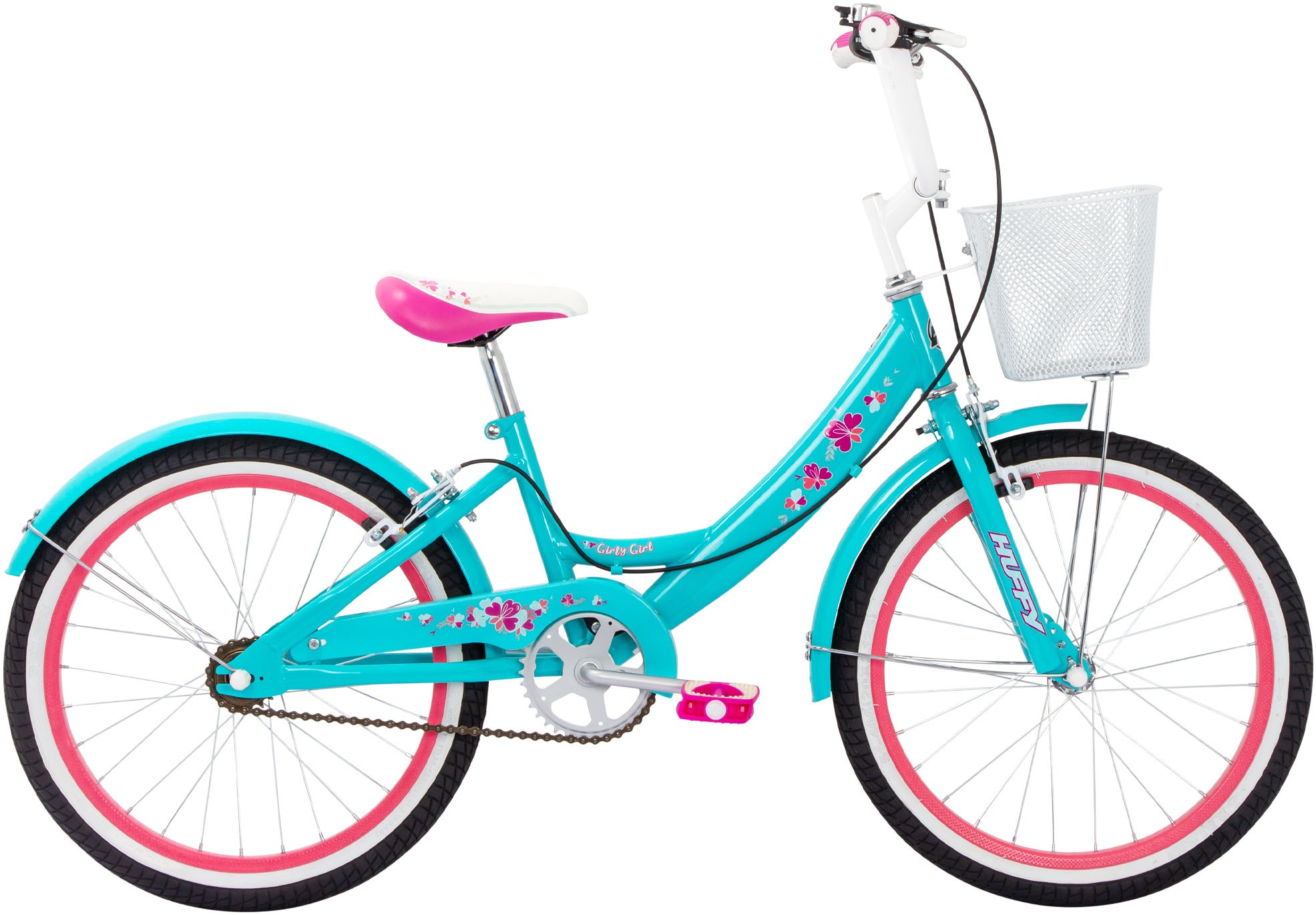 HUFFY Kinderfahrrad "Girly Girl 20-Zoll Kinderfahrrad", 28cm, 20 Zoll (50,80cm) hinten: 20 Zoll (50,80cm)blau, Fahrräder