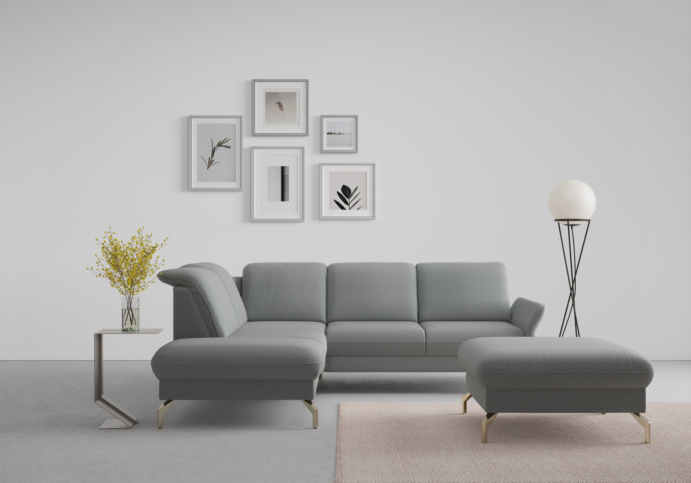 sit&more Ecksofa "Fashion L-Form" wahlweise mit Kopfteilverstellung, Vorziehsitz, motorisch, Nickelfüße