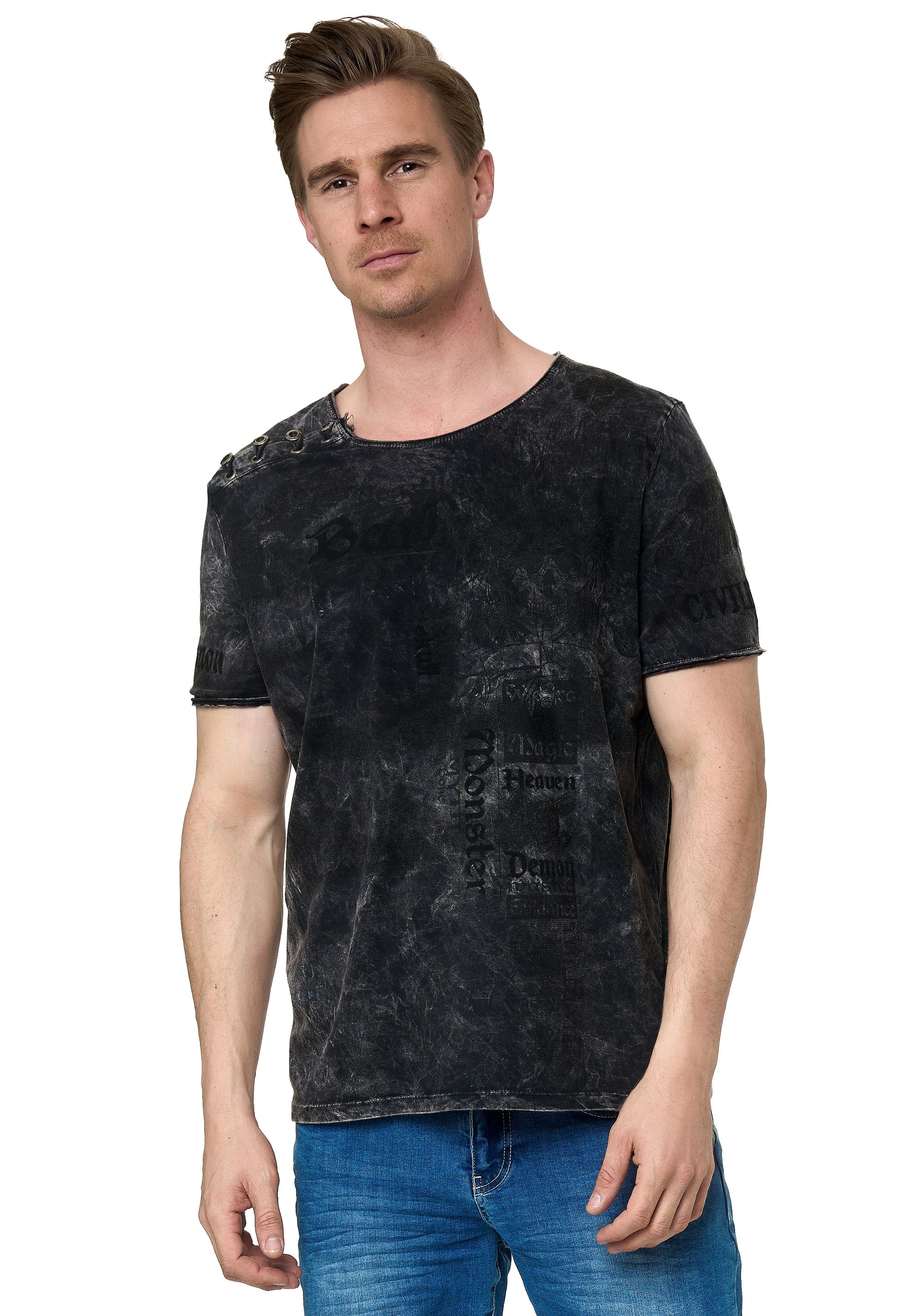 Rusty Neal T-Shirt, in lässiger Batik-Optik