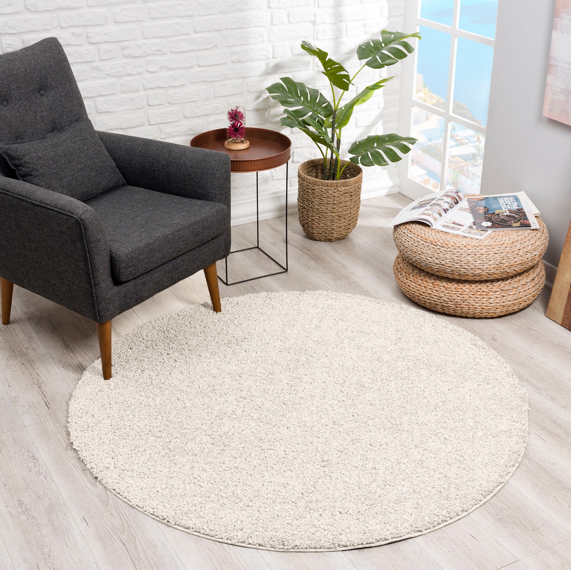 Sanat Hochflor-Teppich »LOCA«, rund, 30 mm Höhe, Wohnzimmer, Langflor, Shaggy, Schlafzimmer