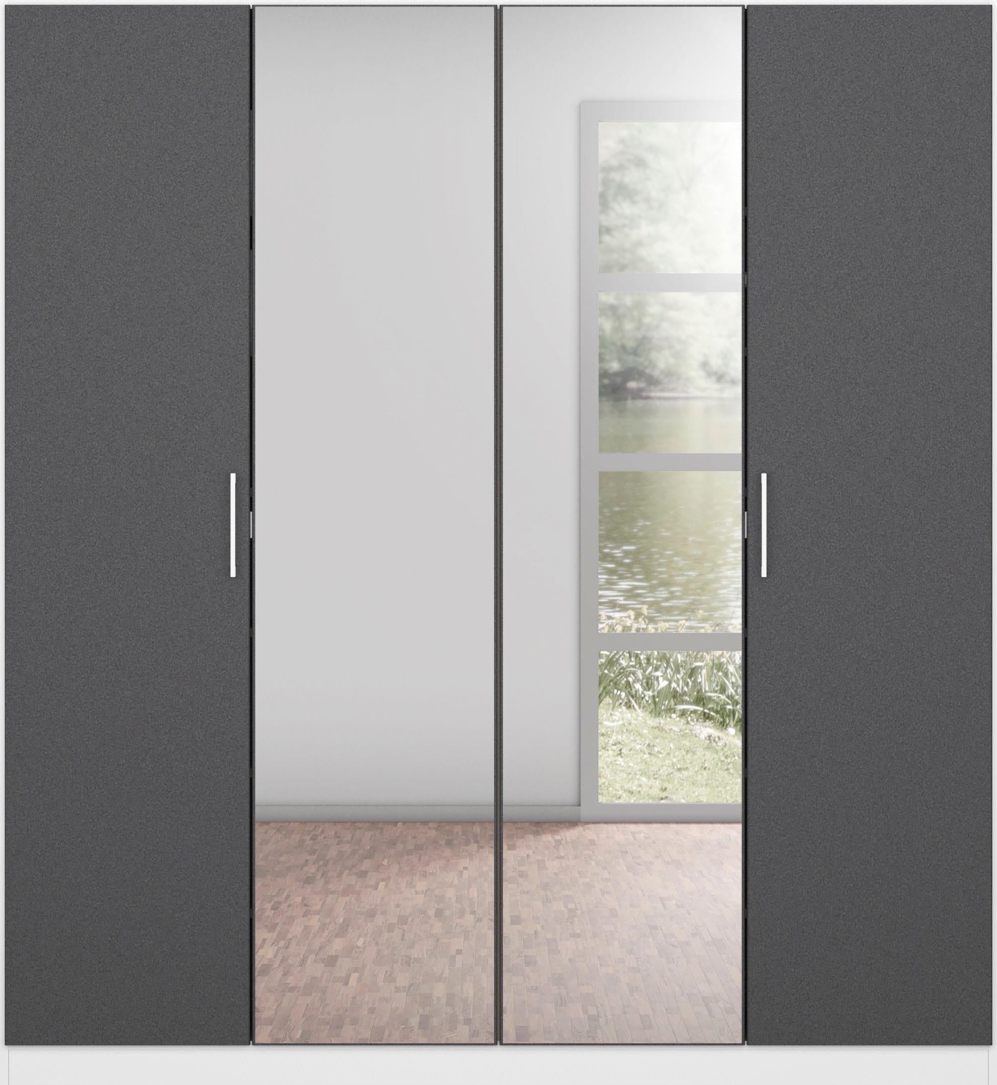 rauch Drehtürenschrank »Kleiderschrank Schrank Garderobe Wäscheschrank COSMO«, mit zusätzlichen Einlegeböden, Metallgriffe in Weiß MADE IN GERMANY