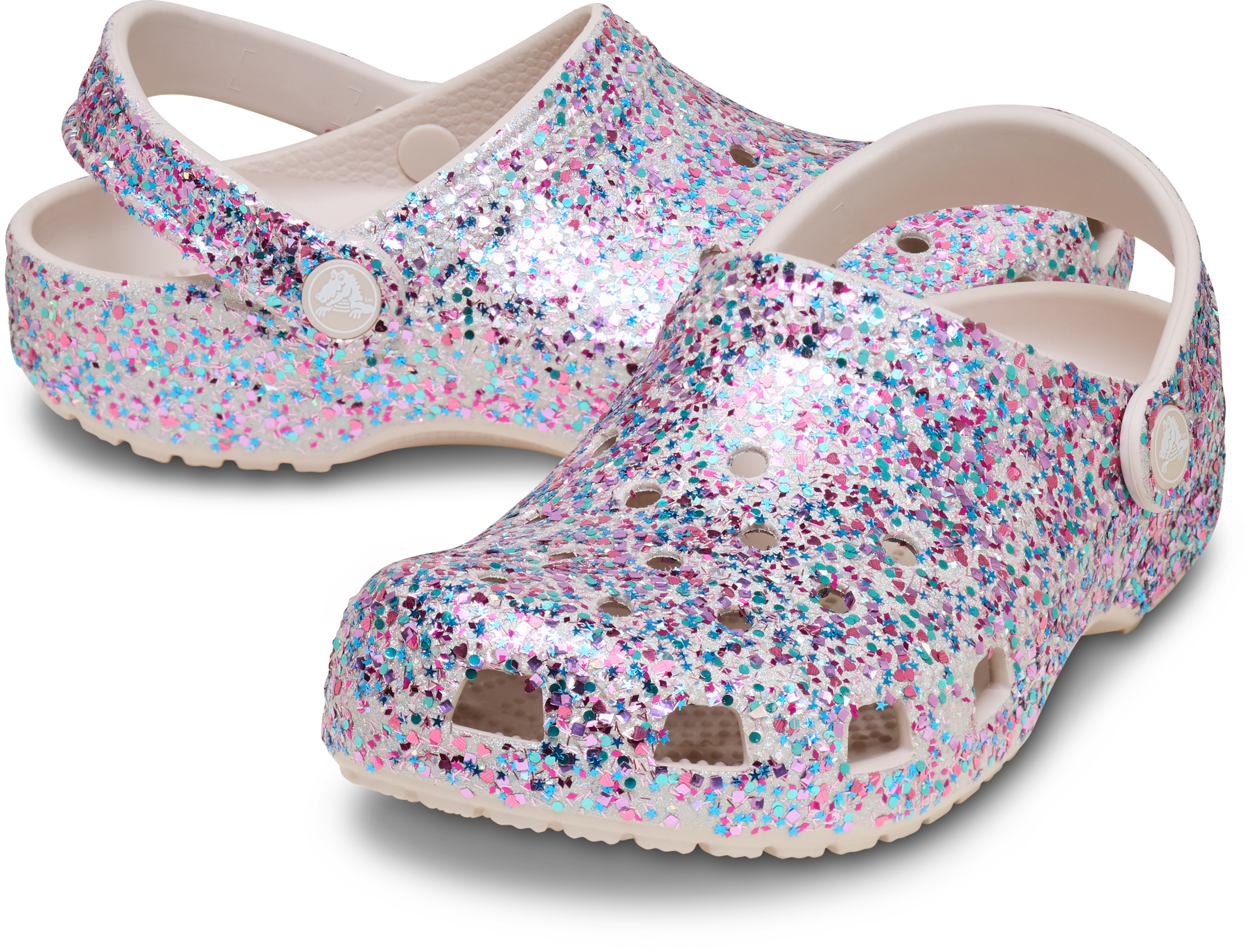 Crocs Clog »Classic Fleece Lined Clog K«  Schlupfschuh, Hausschuh mit schwenkbarem Fersenriemen, Glitter-Optik