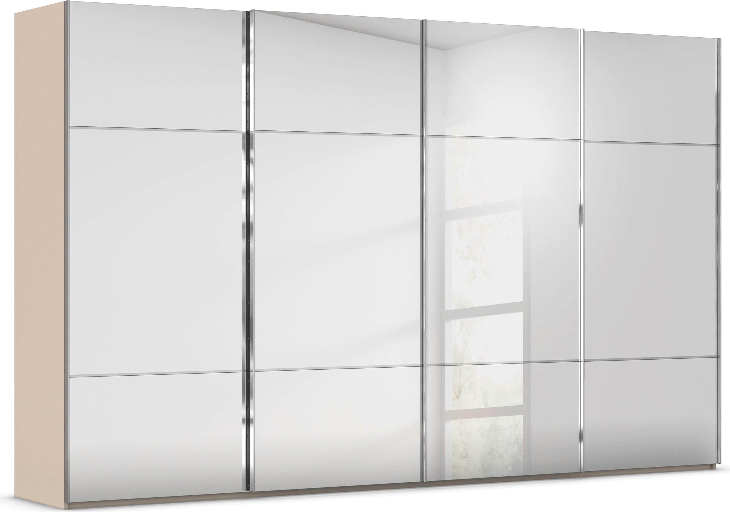 rauch Schwebetürenschrank "Kleiderschrank Schrank Garderobe Schlafzimmerschrank SCALE-TRIO" edle dreigeteilte Front mit 2 Zierleisten Spiegelfront MADE IN GERMANY