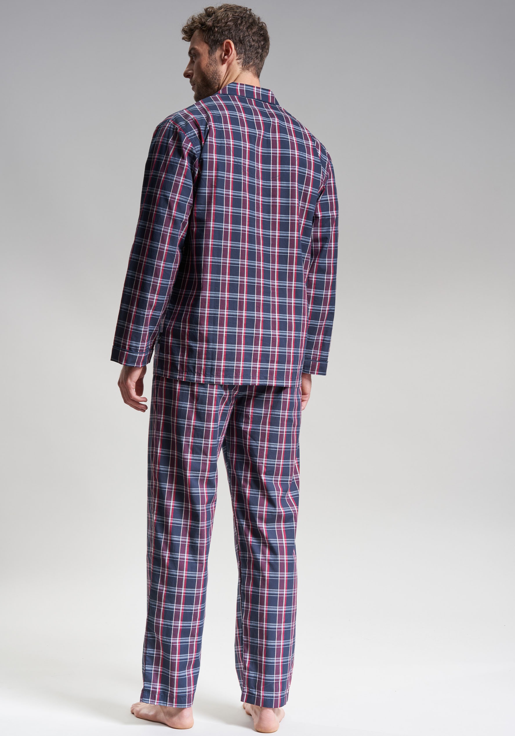 GÖTZBURG Pyjama "Clubhouse" 2 tlg. Langarm, V-Ausschnitt, mit Kragen, lange günstig online kaufen