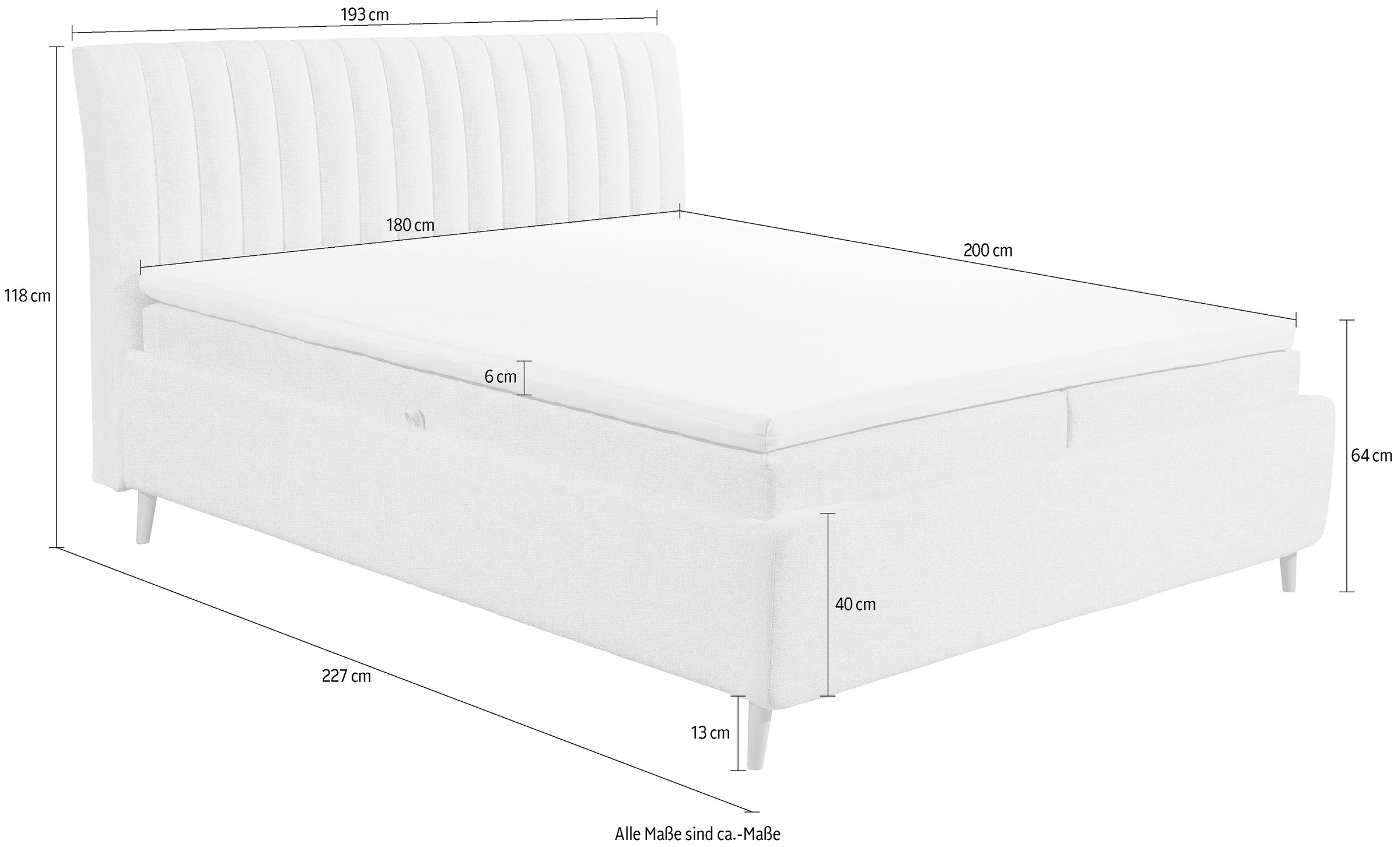 ED EXCITING DESIGN Boxbett »Akron«, mit Bettkasten, erhältlich in verschiedenen Breiten & Farben
