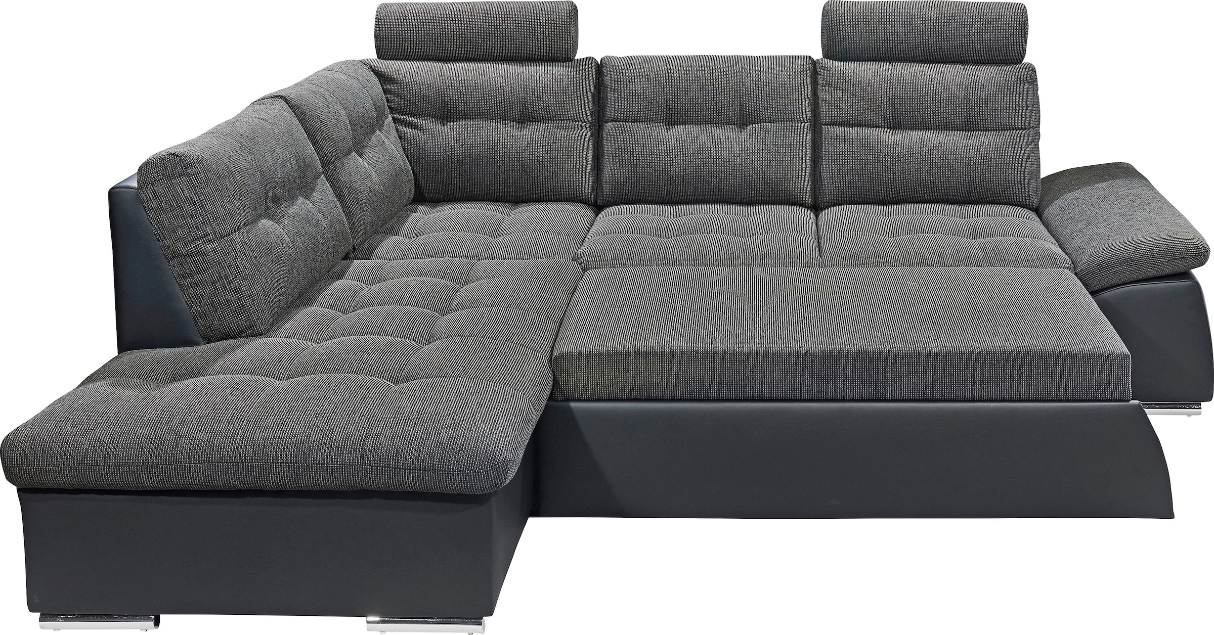 ED EXCITING DESIGN Ecksofa »Jakarta L-Form«, mit Bettfunktion, Armteilverstellung, Kopfstützen & 2 Nierenkissen