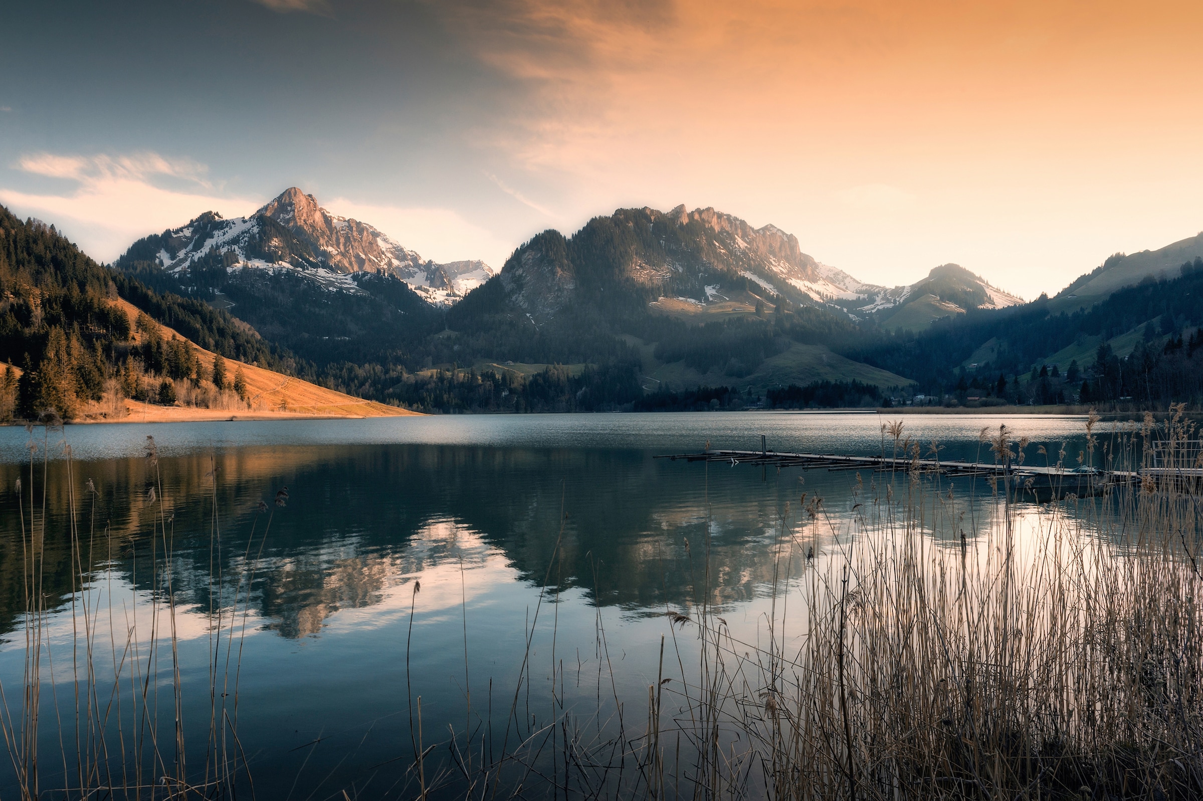 Papermoon Fototapete "Photo-Art FRANZ ENGELS, MAGISCHE STIMMUNG BEI SCHWARZSEE (SCHWEIZ)"