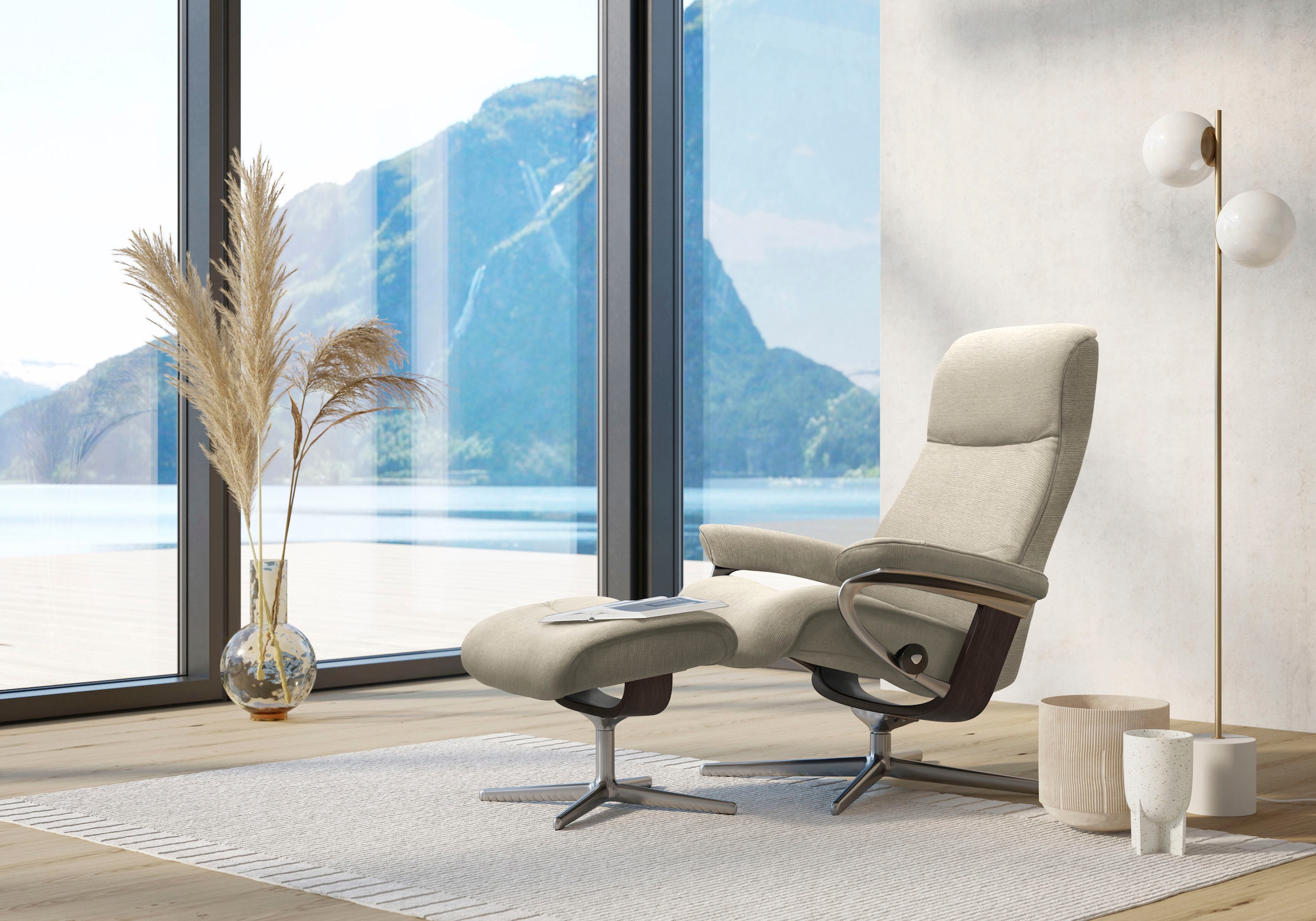 Stressless Fußhocker "View", mit Cross Base, Größe S, M & L, Holzakzent Wenge