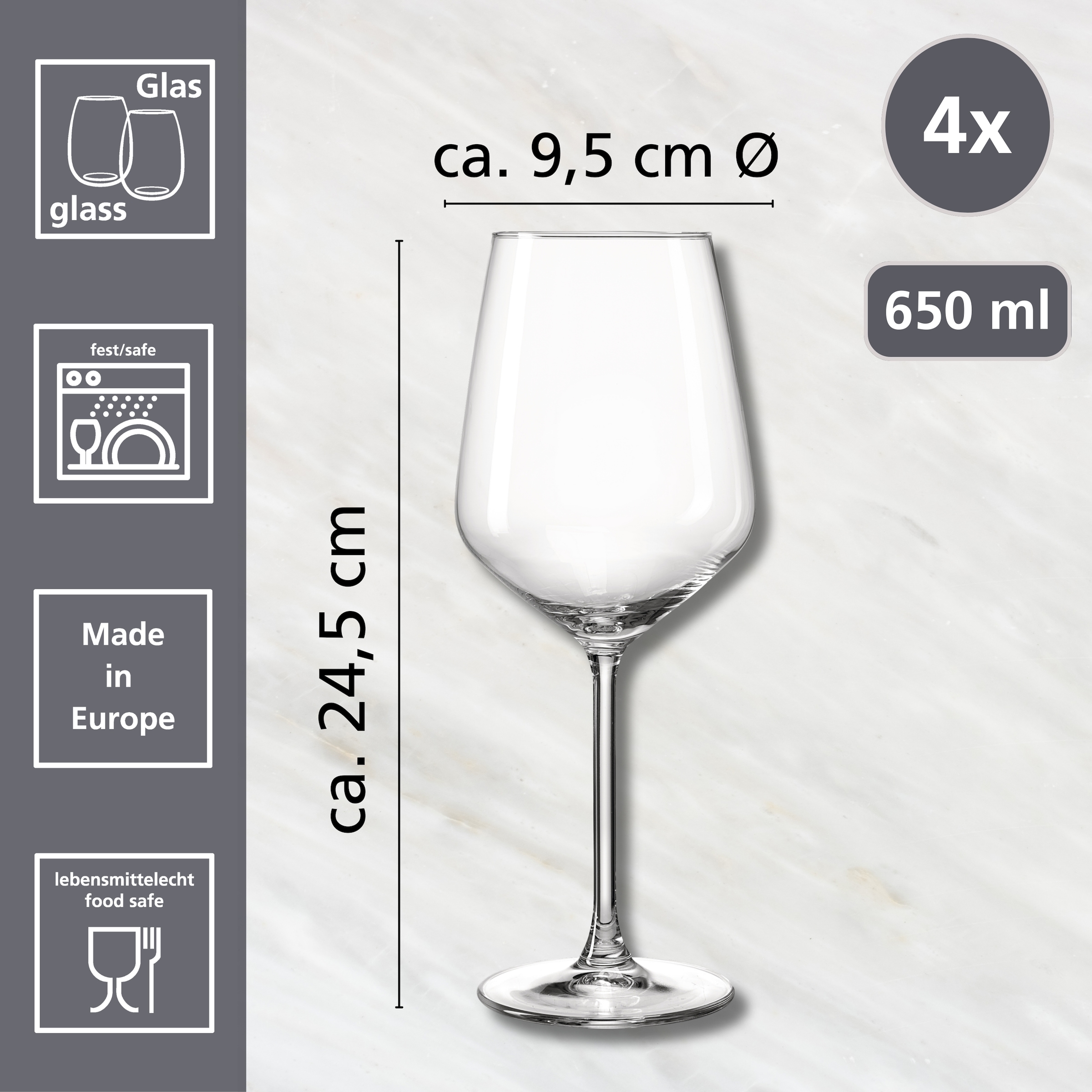 Ritzenhoff & Breker Weinglas »Rumba«, (Set, 4 tlg.), Burgunderglas im 4er Set, je 650 ml