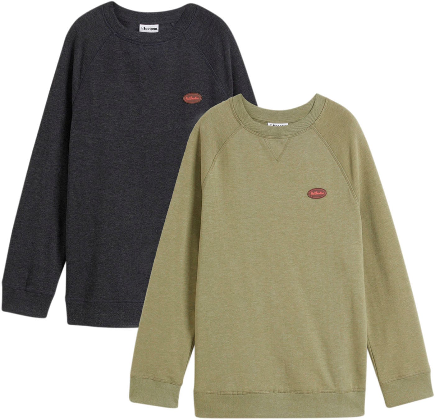 bonprix Sweatshirt, 2 Stk. bequeme Passform, hüftbedeckende Länge, mit Rund günstig online kaufen