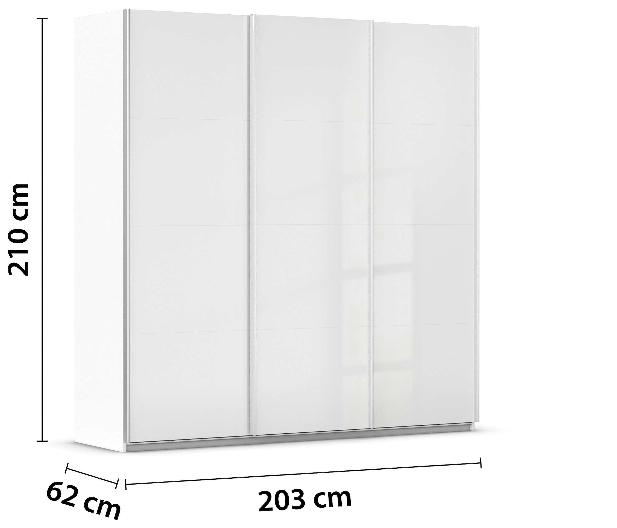 rauch Schwebetürenschrank »Kleiderschrank Schrank Garderobe KOLUNA mit Hochglanz-Front« 3 Ausstattungen BASIC/CLASSIC/PREMIUM (inkl. SOFT-CLOSE-FUNKTION),  Breiten 203/271/315/360 cm Höhen 210/229 cm MADE IN GERMANY