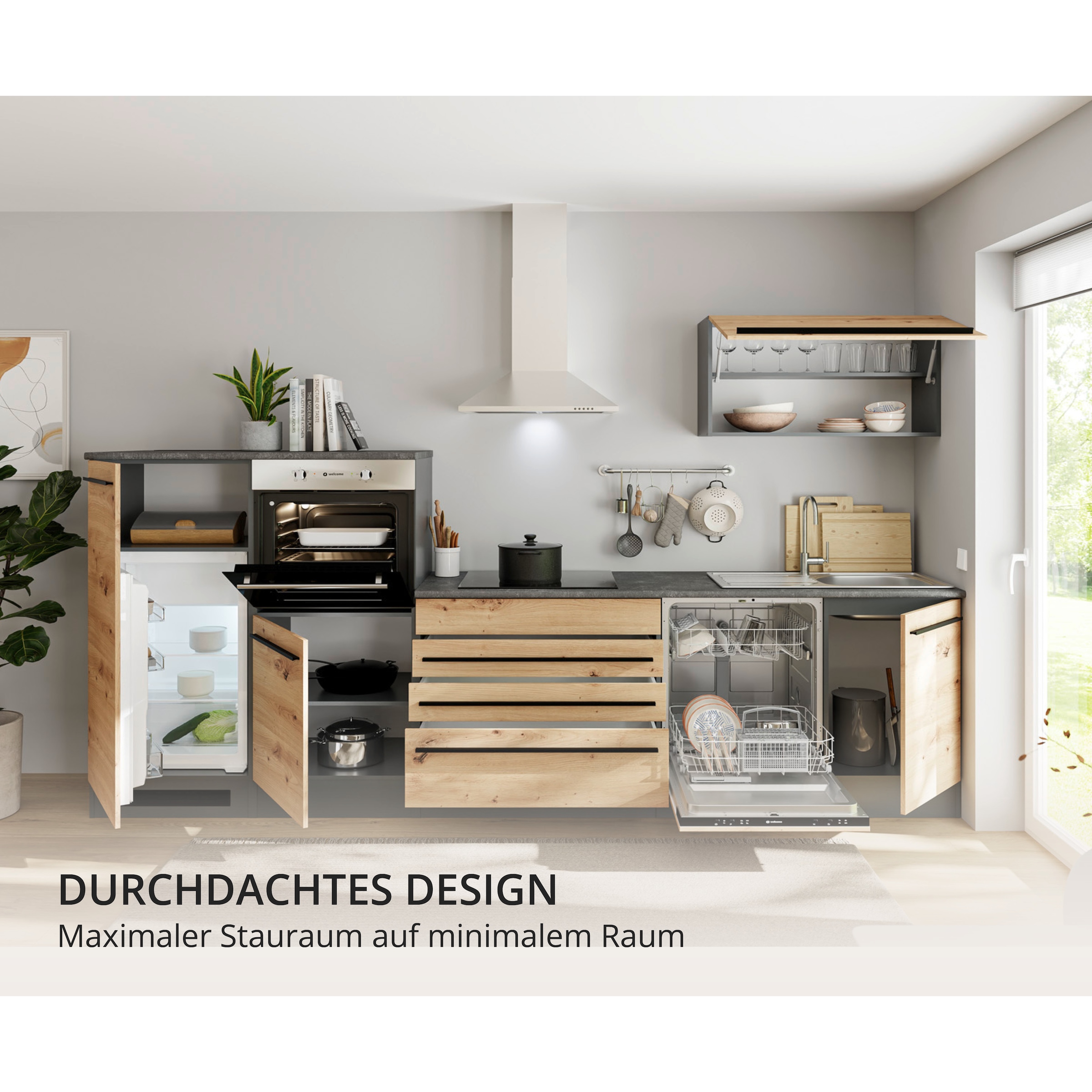 BASIC by Balculina Küchenzeile »Jazz« Breite 320 cm, wahlweise mit E-Geräten