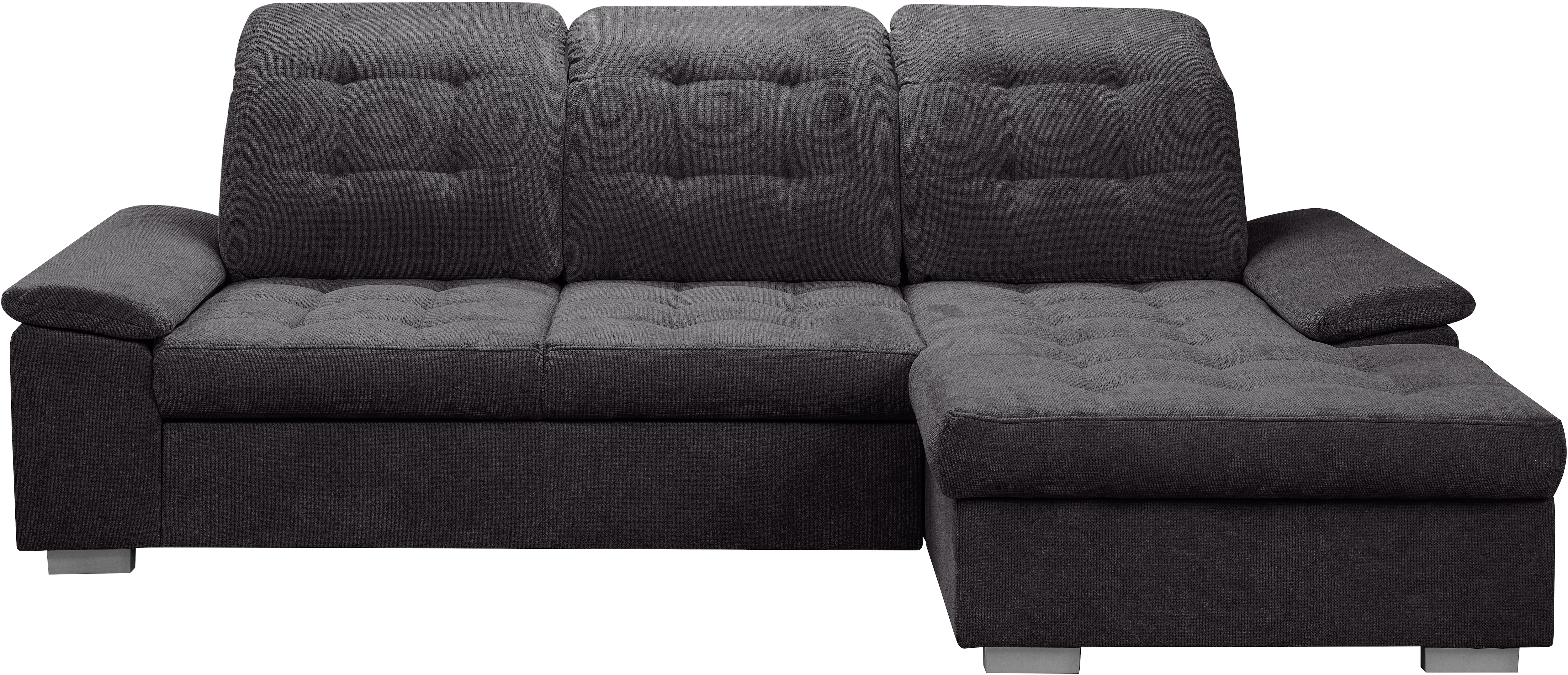 WERK2 Ecksofa "Carmen 264 cm breit L-Form Sofa Schlaffunktion Kopfstützen verstellbar" Schlafcouch mit Bettkasten, Eckcouch wahlw. mit Sitztiefenverstellung